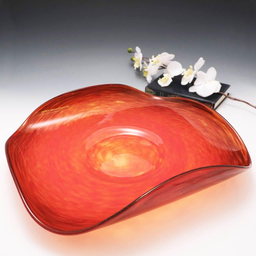 Francese Schneider Verre Francais Centrotavola in vetro screziato c1925 in vendita