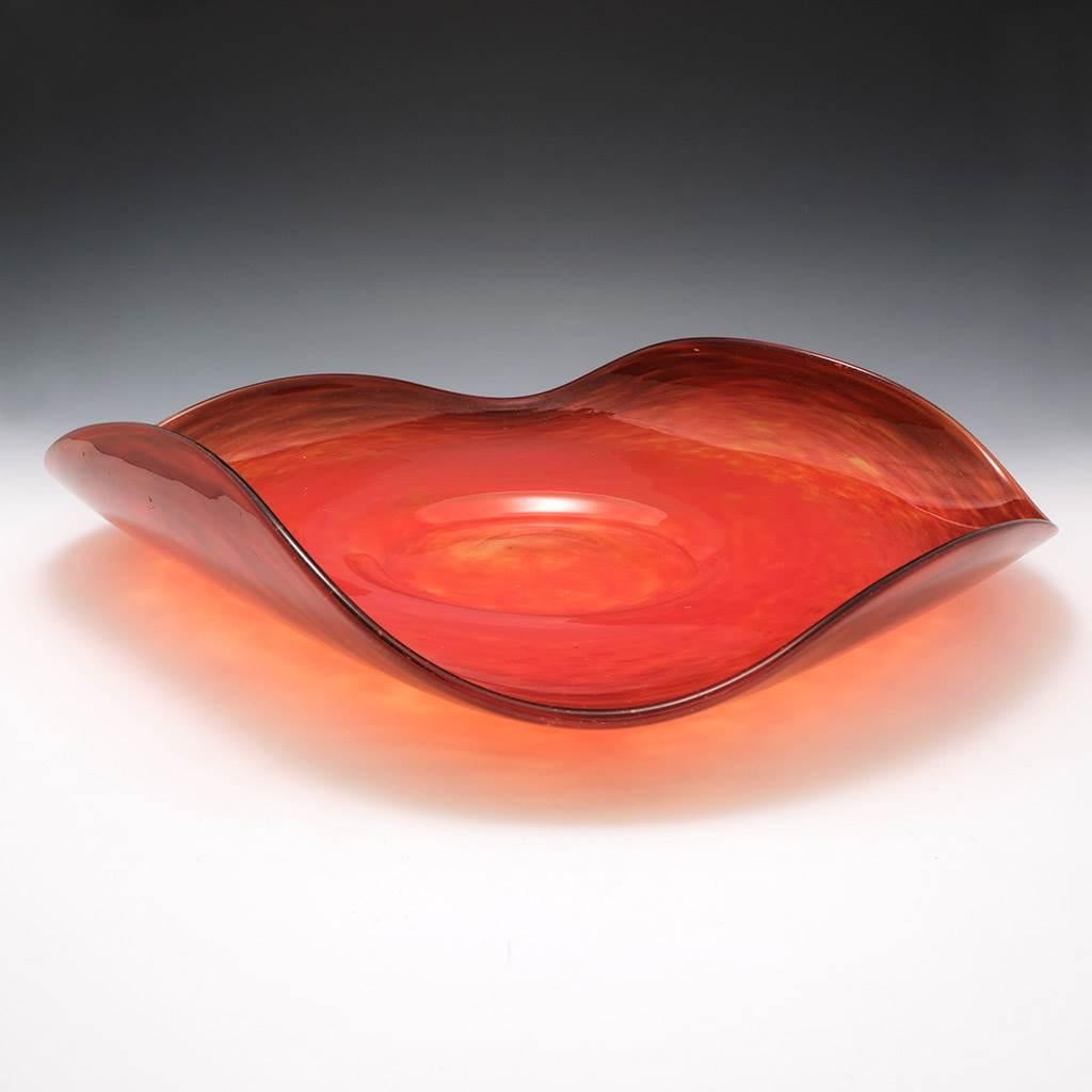Inizio XX secolo Schneider Verre Francais Centrotavola in vetro screziato c1925 in vendita