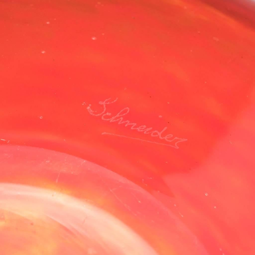 Schneider Verre Francais Centrotavola in vetro screziato c1925 in vendita 2