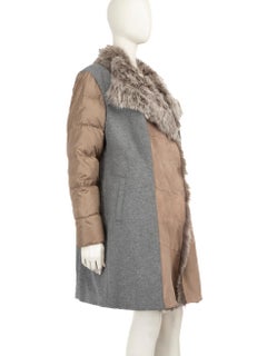 Schneiders Salzburg Grey Faux Fur Collar Wool Coat Size 4XL