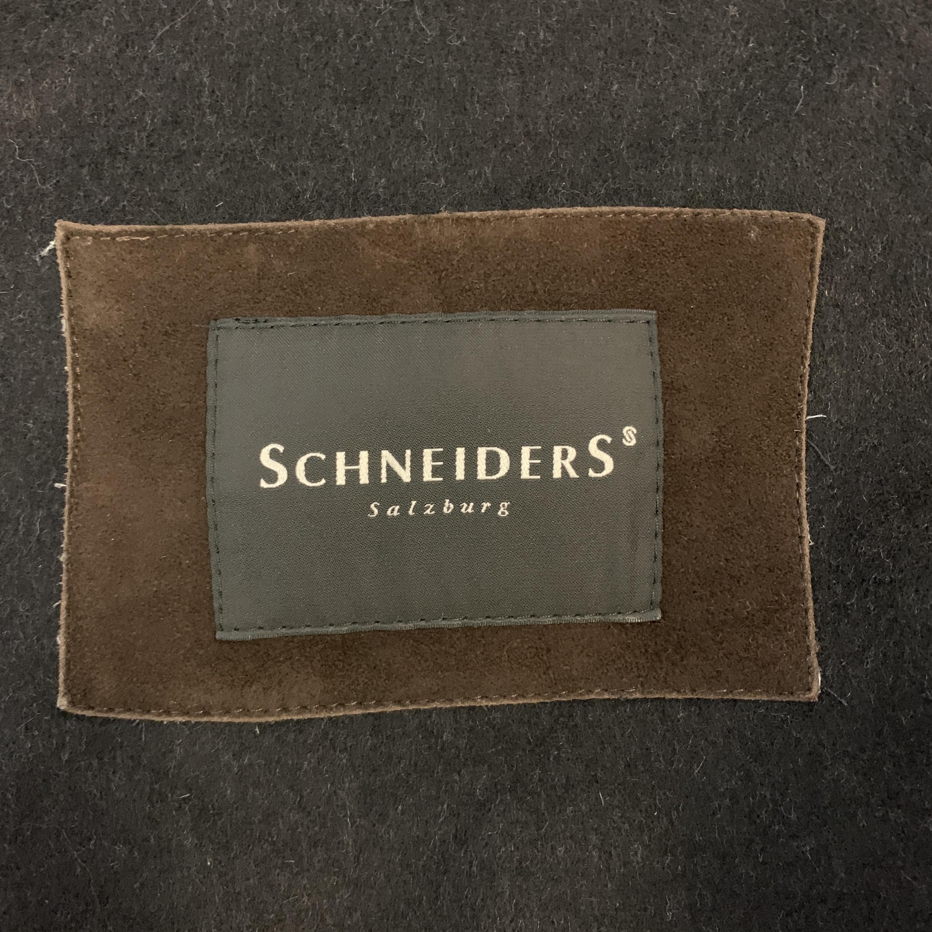 SCHNEIDERS SALZBURG Size L Charcoal Wool / Cashmere Fur Trimmed Hood Cape 1
