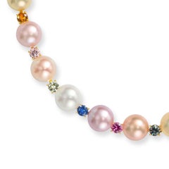 Schoeffel 18KT Gold, 13.51Ct. Multi-Color Sapphire and Freshwater Pearl Necklace