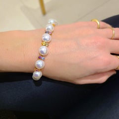 Schoeffel 18KT Y Gold Freshwater Pearl Bracelet with Multicolored Pear Sapphires