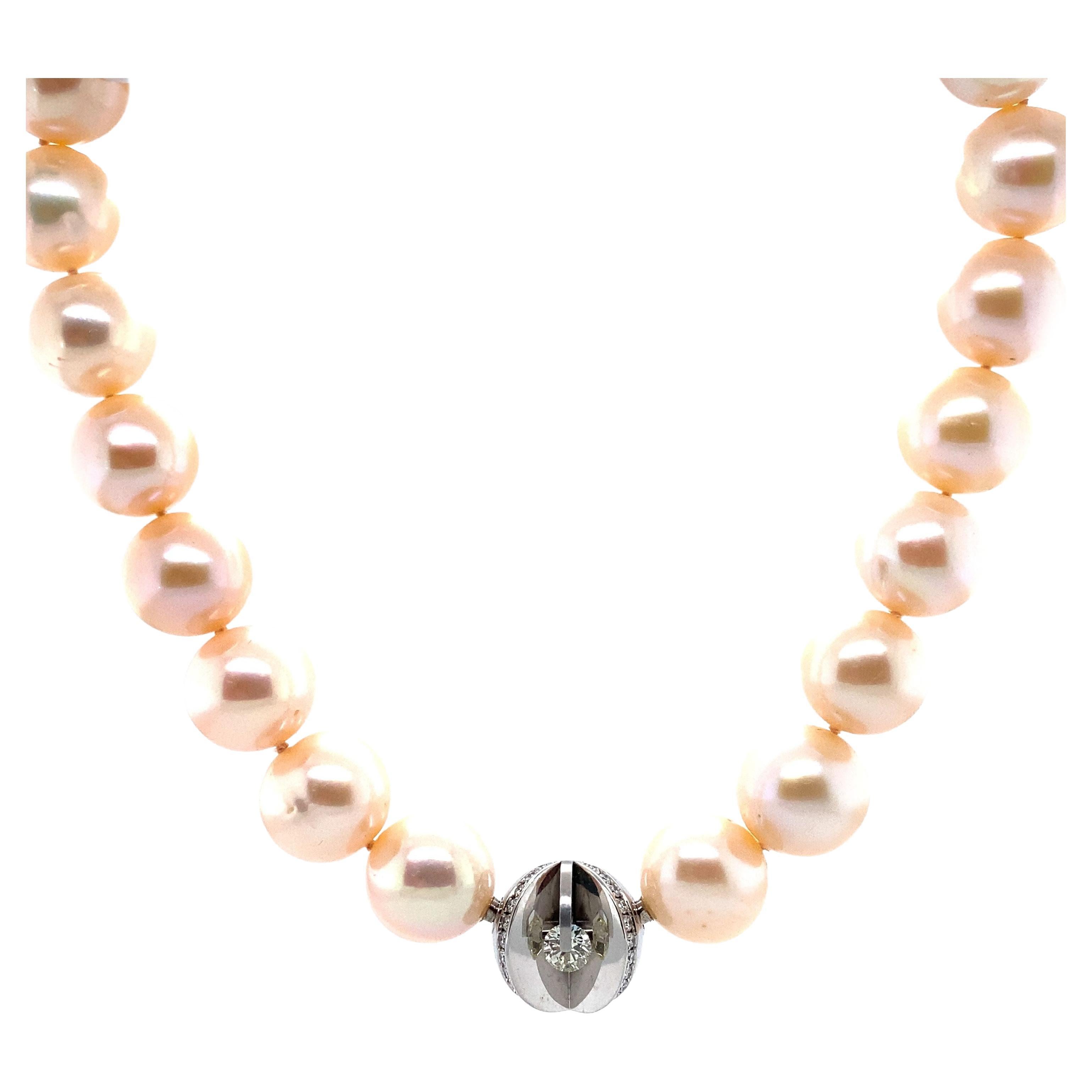 Schoeffel Pearl and Diamond Necklace For Sale