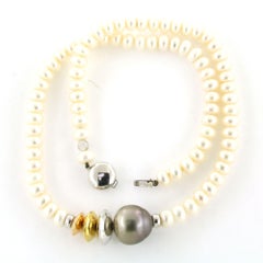 SCHOEFFEL pearl bead necklace with Tahiti pearl 18k gold