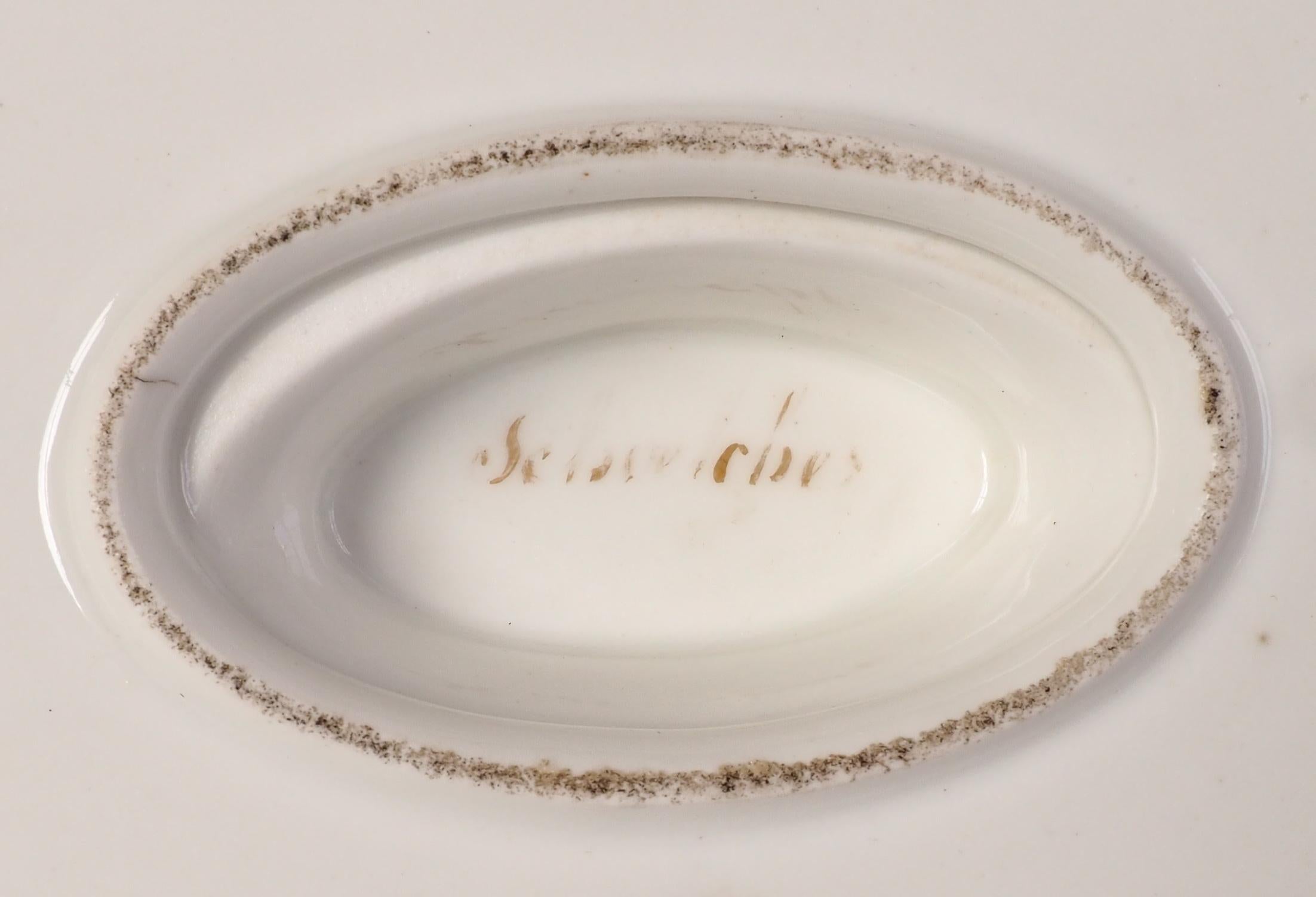 Schoelcher Manufacture : Empire Paris porcelain sauce boat 19th century - signed For Sale 8