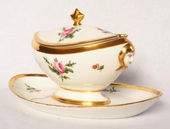 Schoelcher Manufacture : Empire Paris porcelain sauce boat 19th century - signed