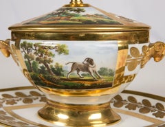 Schoelcher Porcelain Tureen Showing Hunting Dogs