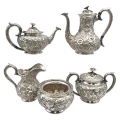 Schofield Sterling Silver Repousse 5-Piece Tea Coffee Set for City of Baltimore