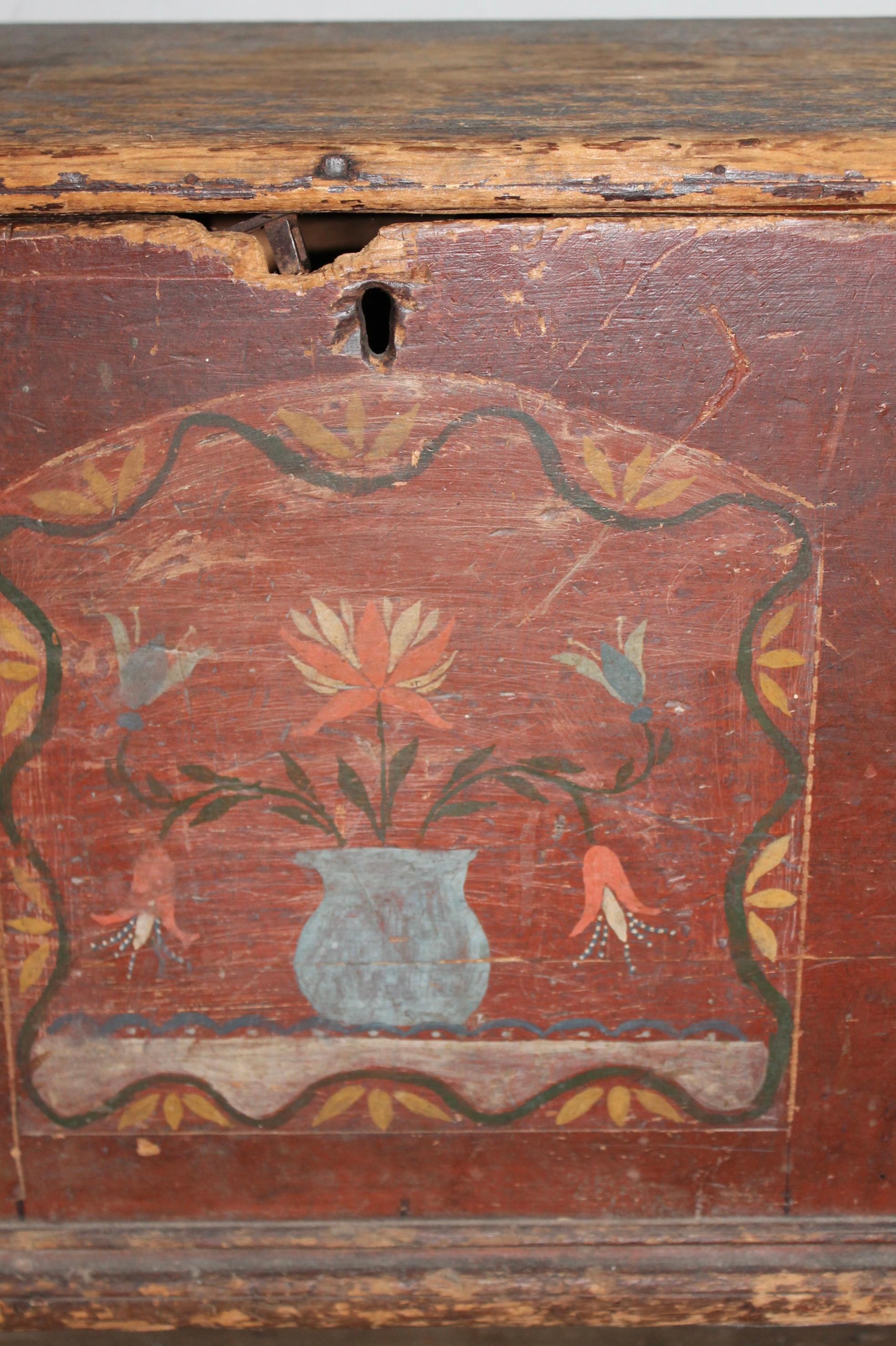 Legno Cassapanca dipinta della contea di Schoharie NY in vendita