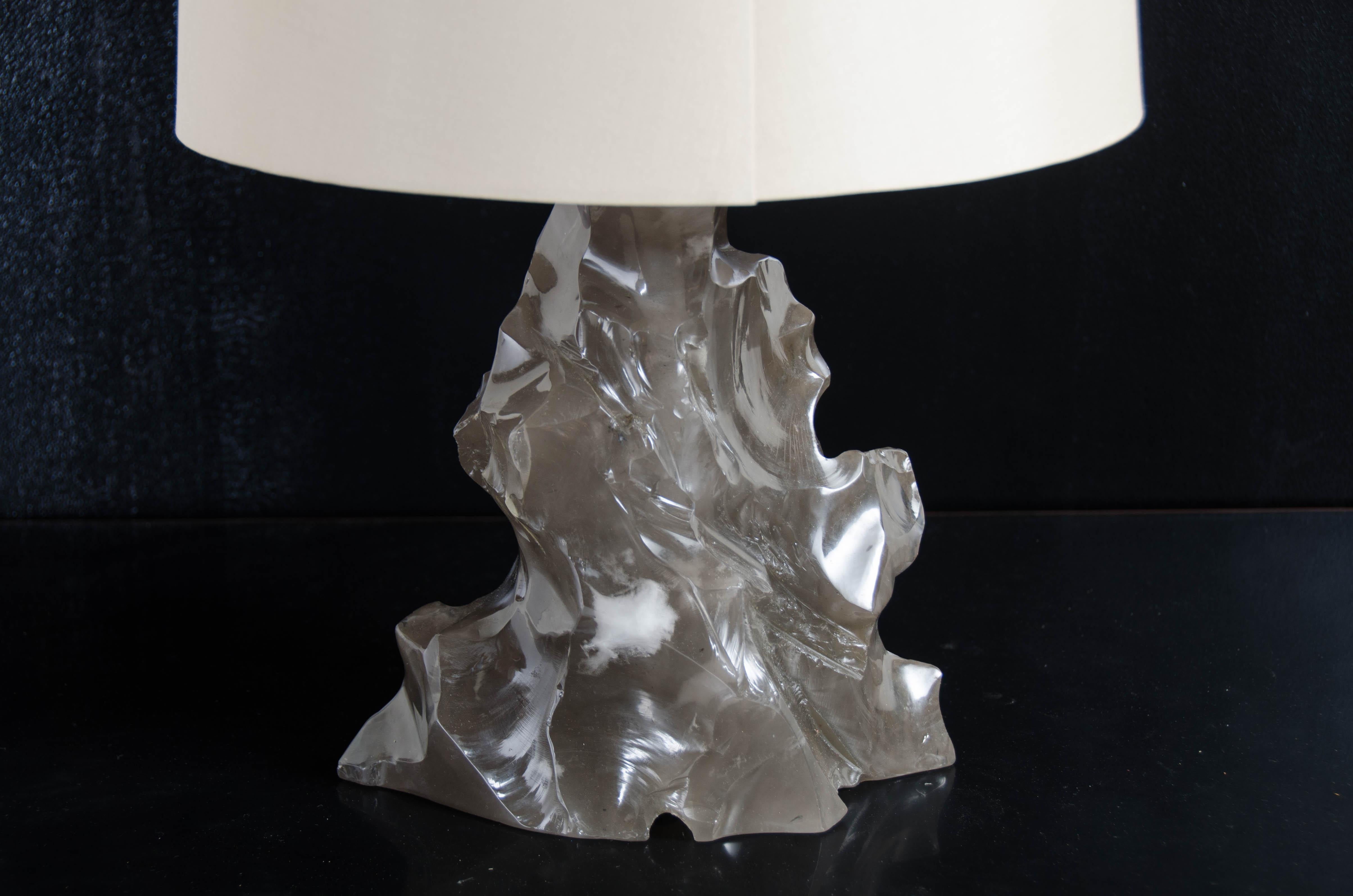 Scholar Rock Lamp, Smoke Crystal by Robert Kuo, Hand Repousse, Limited Edition In New Condition For Sale In Los Angeles, CA