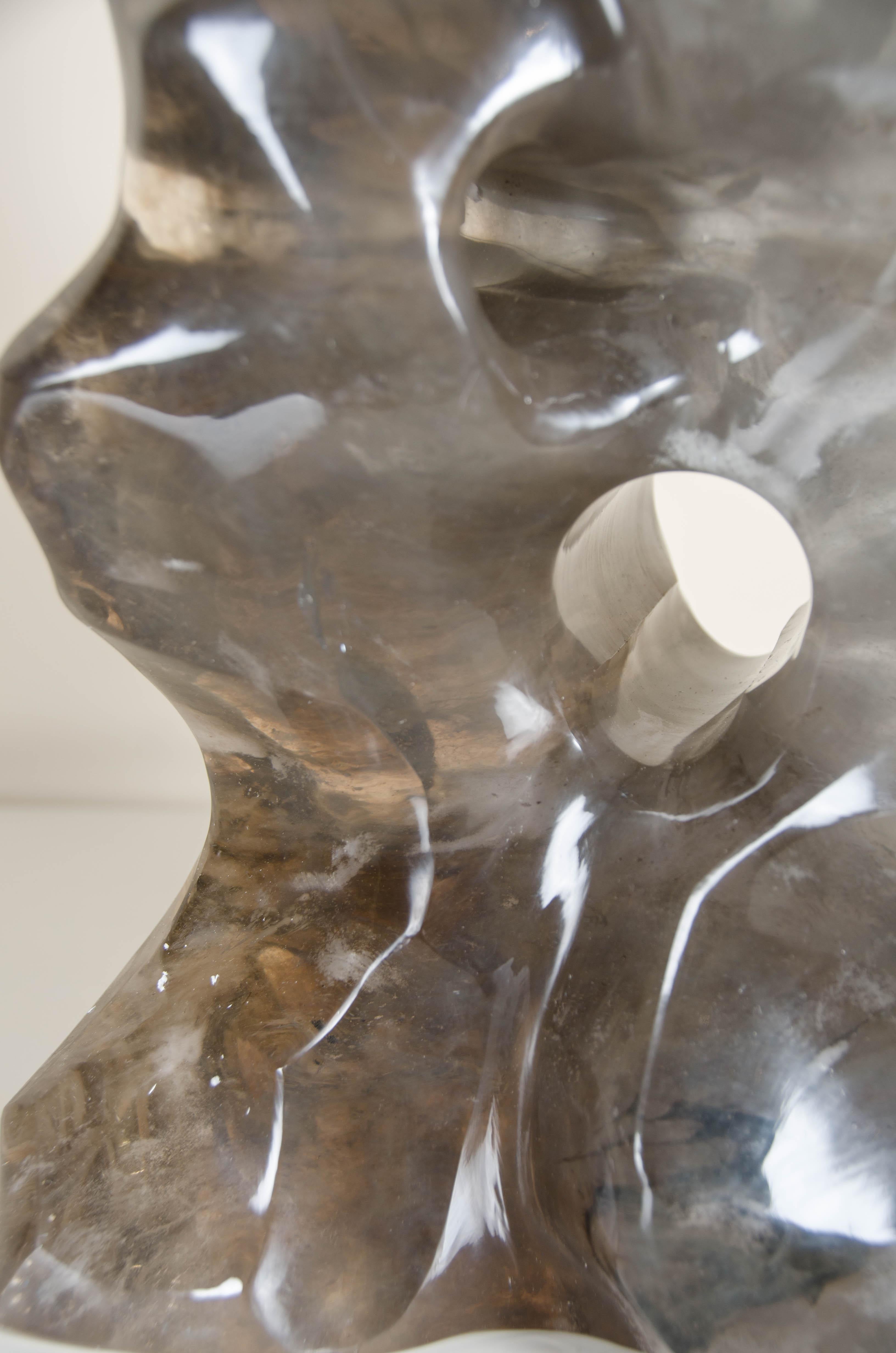 Scholar Rock, Smoke Crystal by Robert Kuo, Hand Carved, Limited Edition For Sale 5