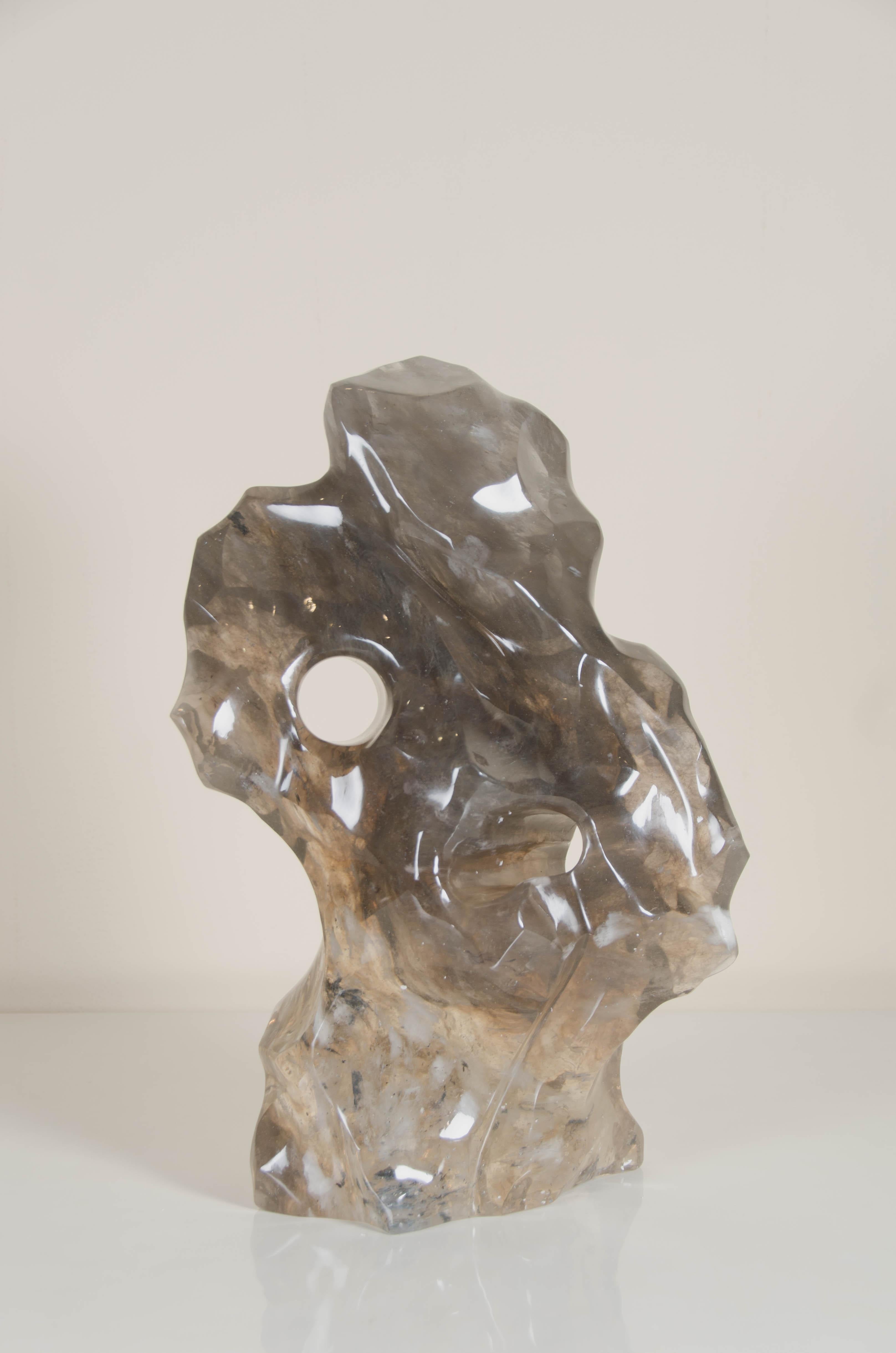Scholar Rock, Smoke Crystal by Robert Kuo, Hand Carved, Limited Edition For Sale 6