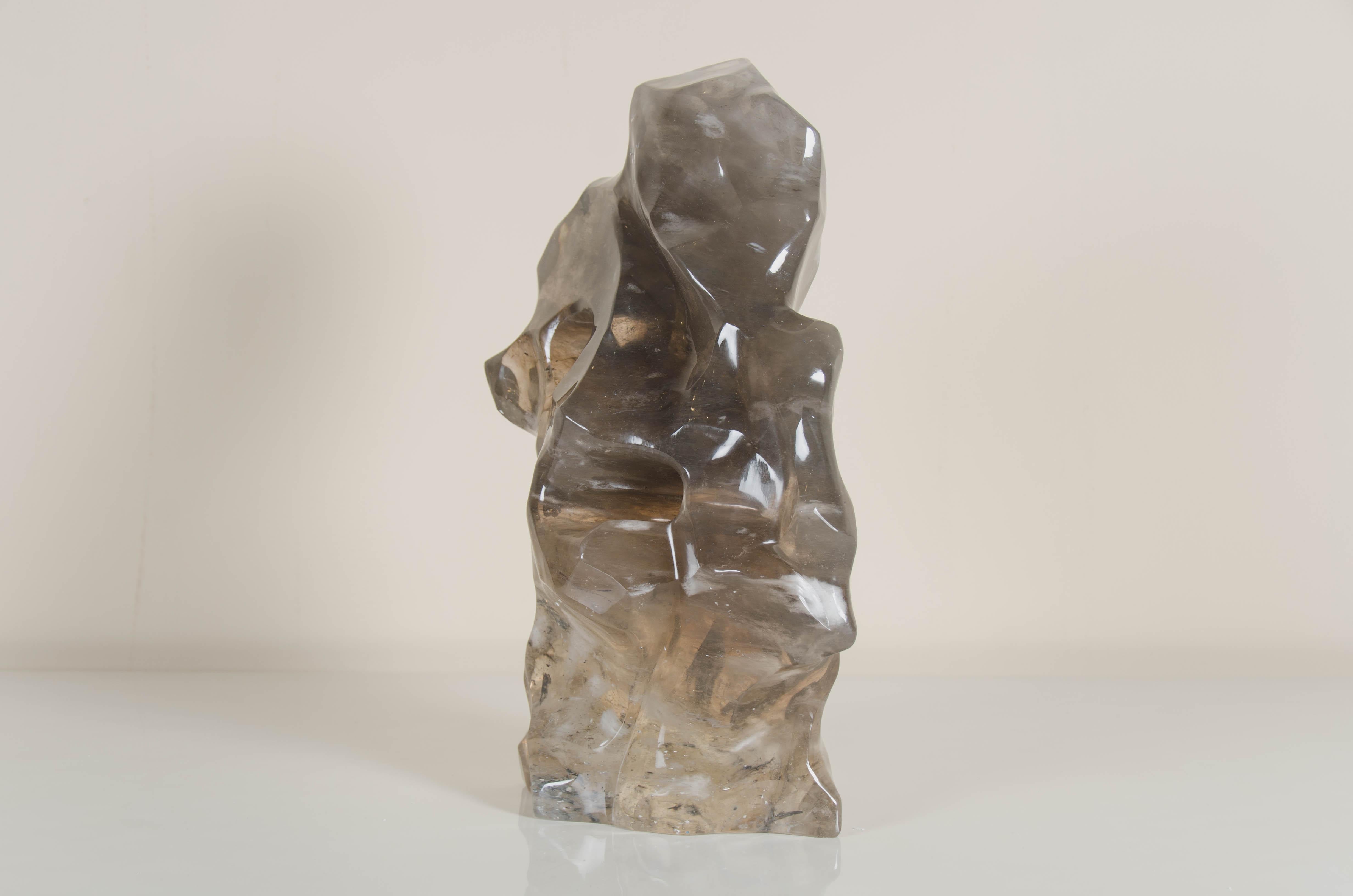 Scholar Rock, Smoke Crystal by Robert Kuo, Hand Carved, Limited Edition For Sale 7