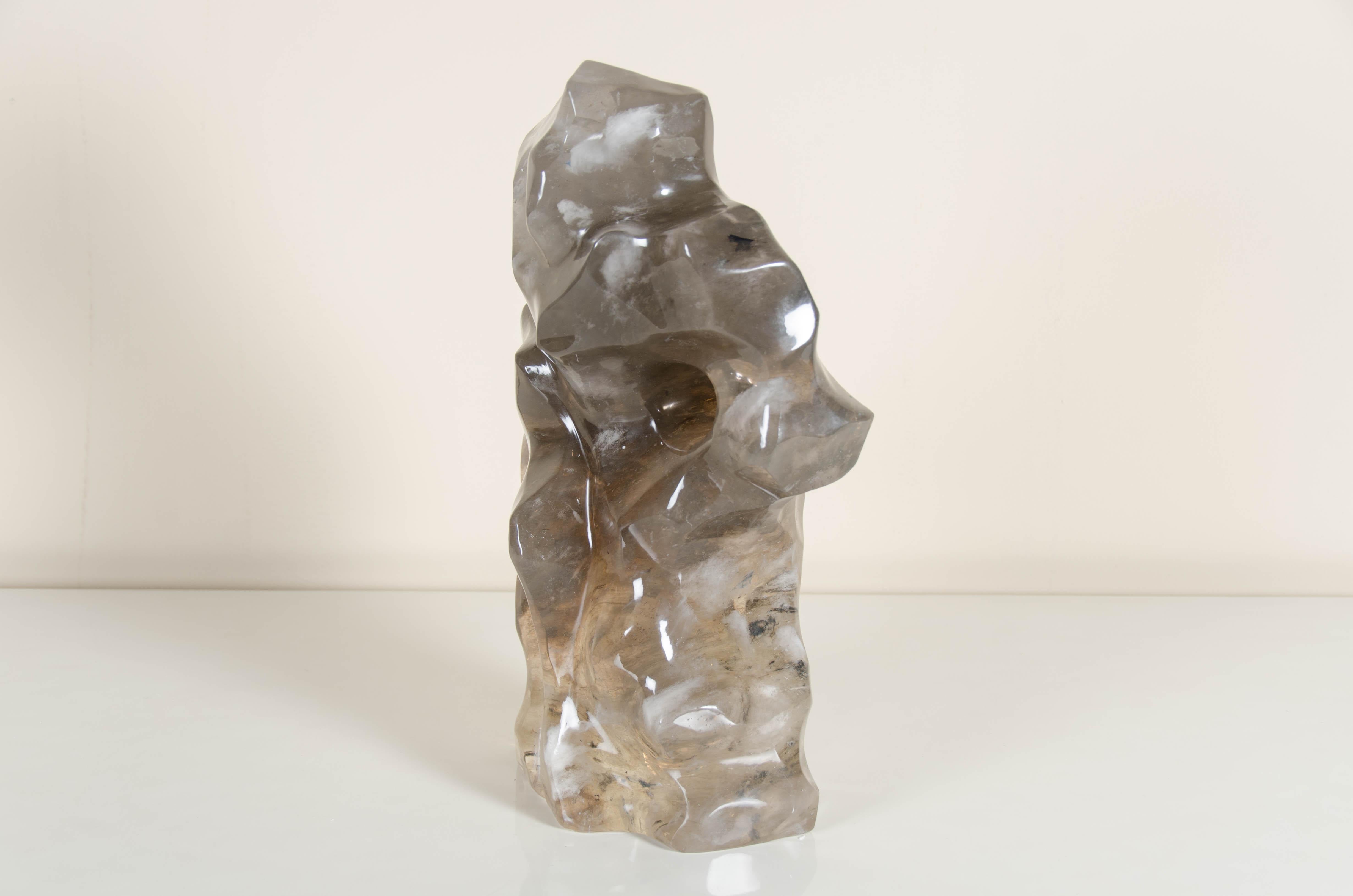 Scholar Rock, Smoke Crystal by Robert Kuo, Hand Carved, Limited Edition For Sale 10