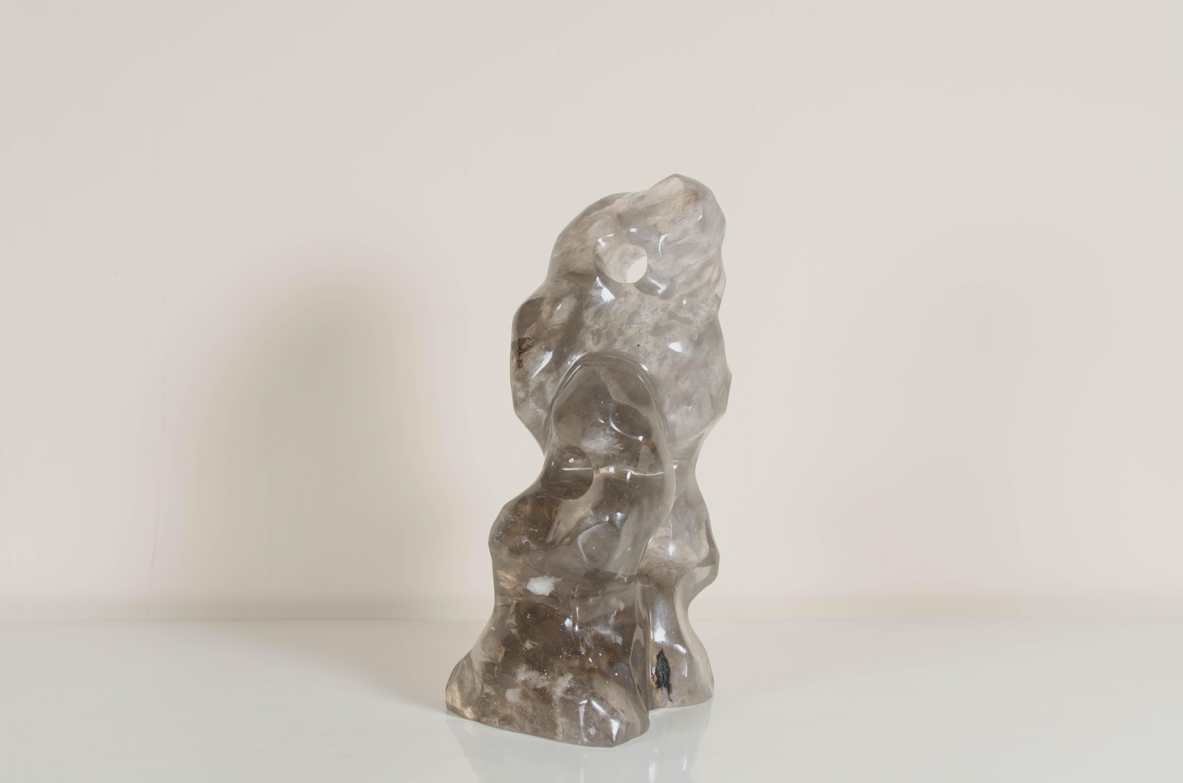 Scholar Rock, Smoke Crystal by Robert Kuo, Hand Carved, Limited Edition For Sale 2