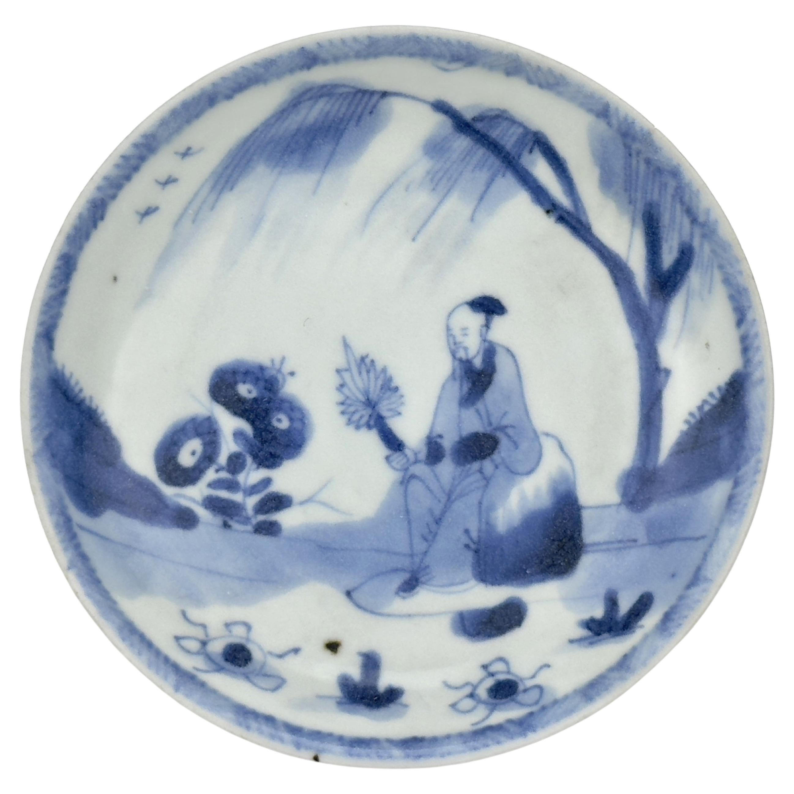 Scholarly Repose Blue And White Saucer C 1725, Qing Dynasty, Yongzheng Reign