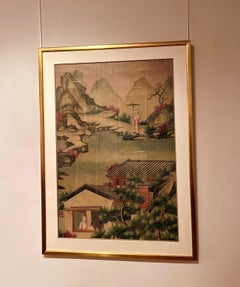 Framed Scholars in the Pavilion China Trade Painting, Conservation Framed