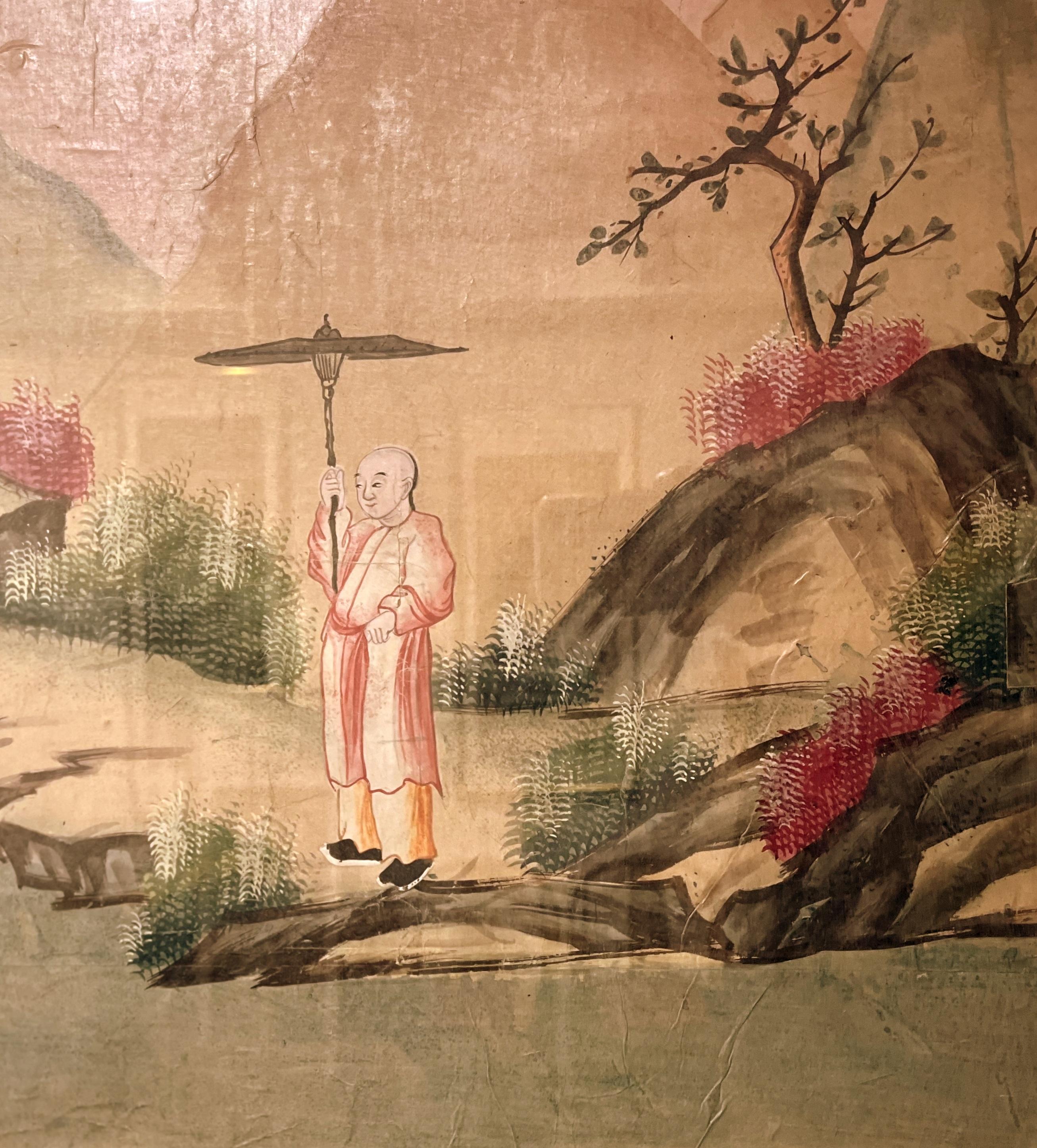 Scholars in the Pavilion China Trade Gemälde (Geölt) im Angebot