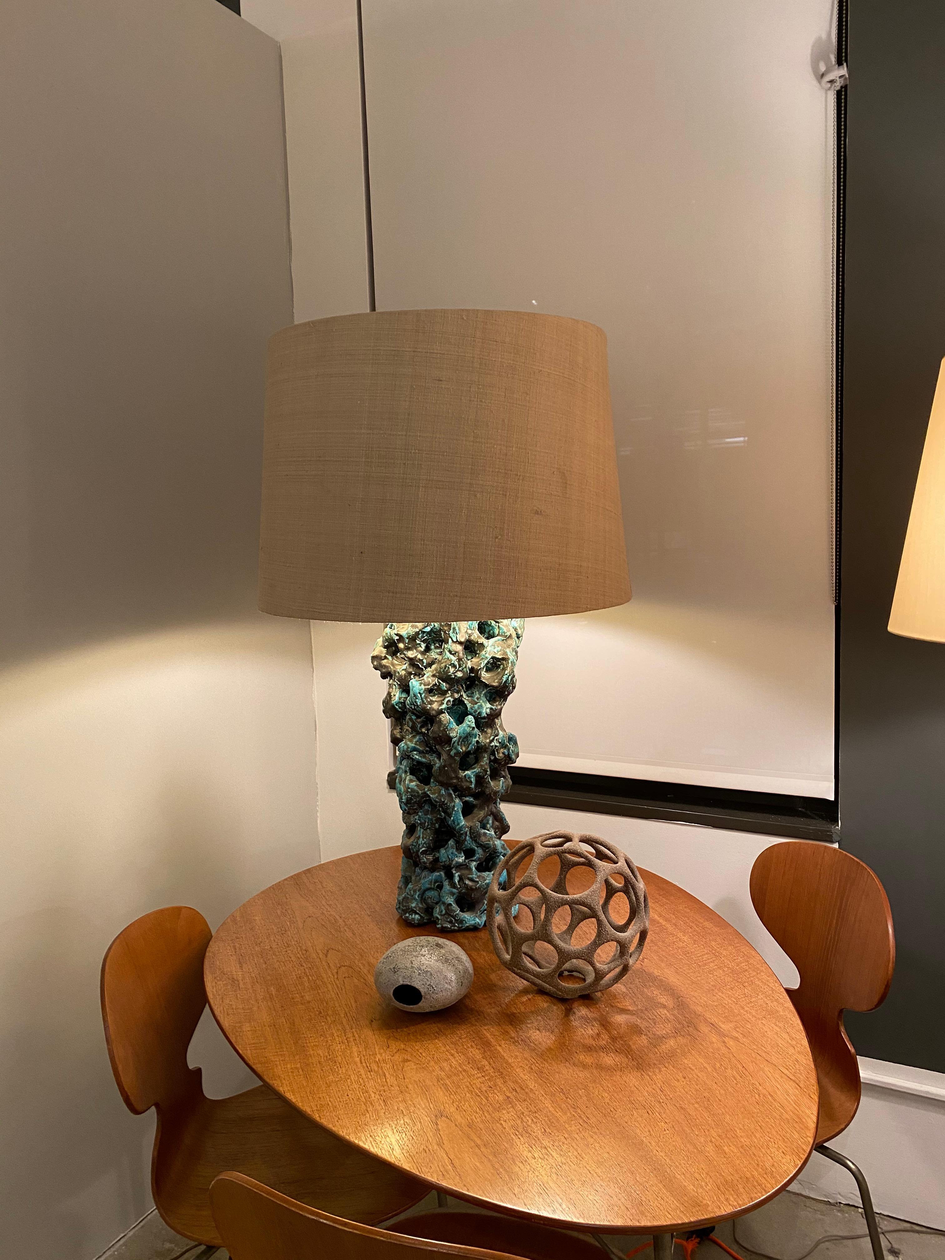 Scholar's Rock Glazed Ceramic Table Lamp In Excellent Condition For Sale In New York, NY