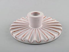 Schollert, Denmark, a Pair of Low Candlesticks in Ribbed Style