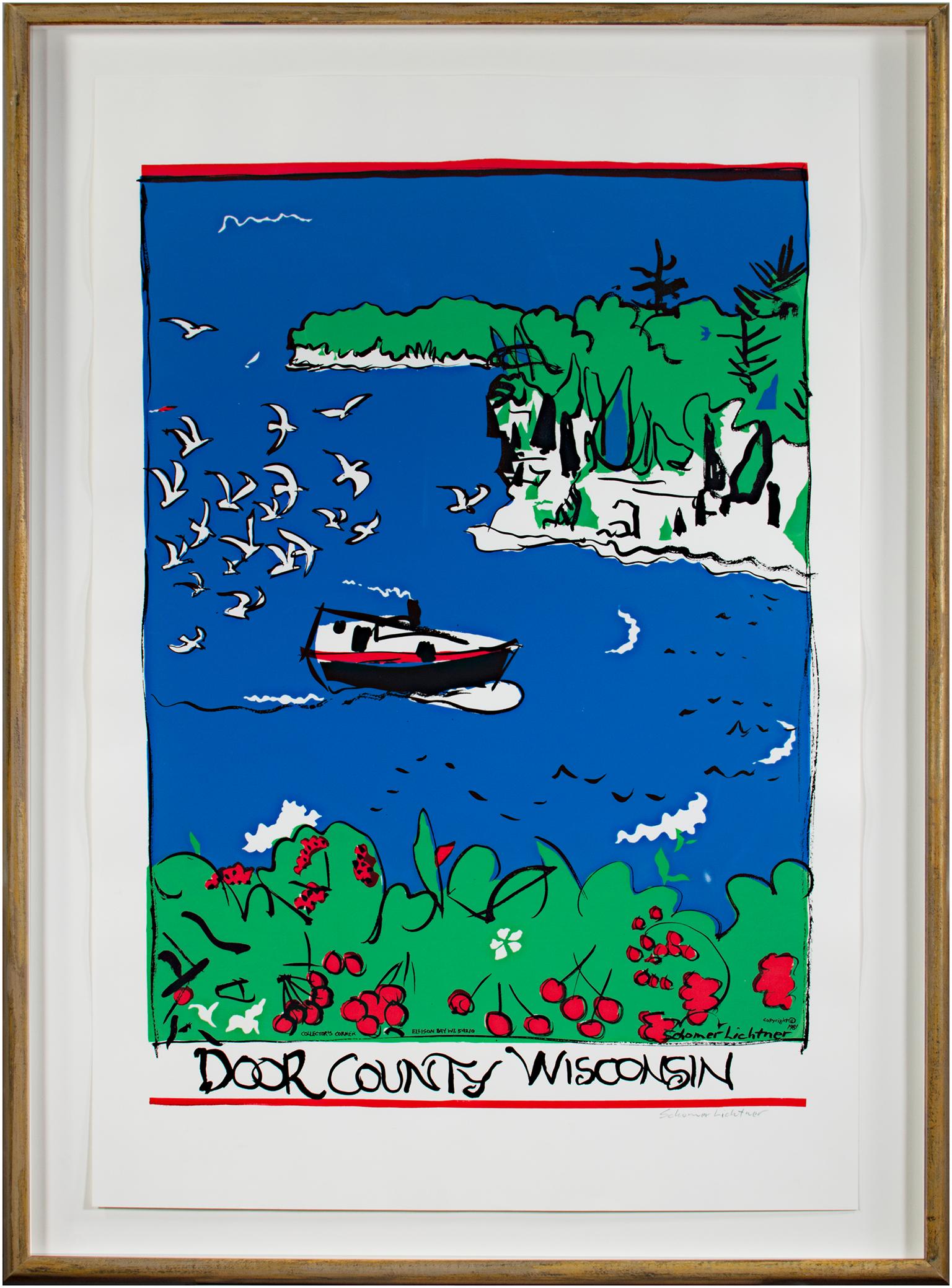 Door County Wisconsin Landscape Silkscreen Travel Poster By Schomer Lichtner