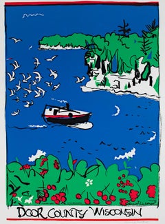 "Door County, Wisconsin, " Landscape Silkscreen Travel Poster by Schomer Lichtner