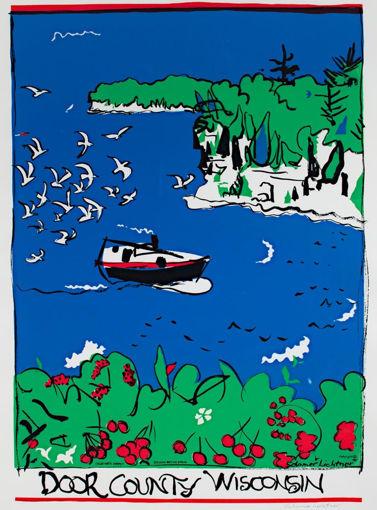 Door County Wisconsin Landscape Silkscreen Travel Poster By Schomer Lichtner