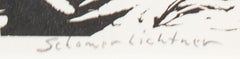 "Meditation, " Figure & Farm Tool Linoleum Cut signed by Schomer Lichtner
