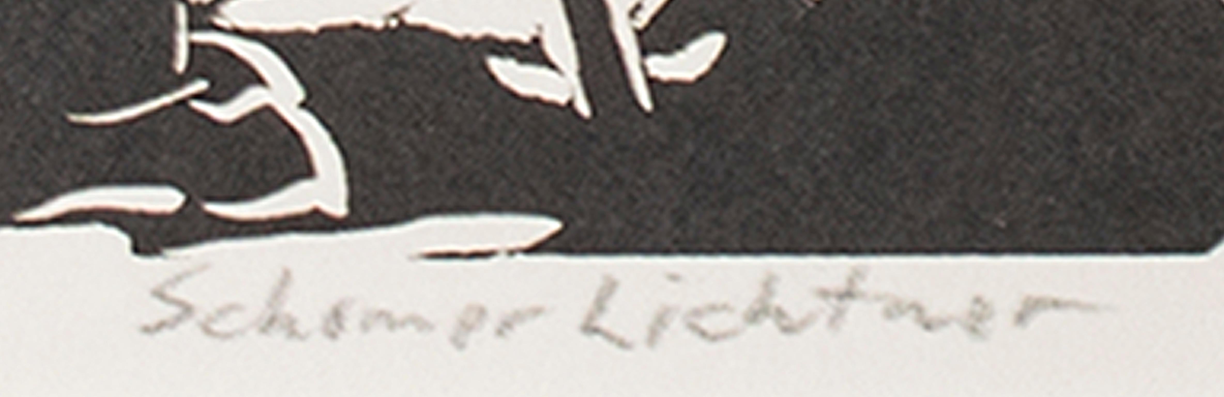 „“Rest“, Bauer mit dem Werkwerkzeug Linoleumschliff, signiert von Schomer Lichtner im Angebot 1