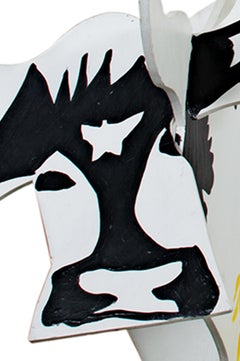 "Cow and Ballerina, " Painted Wood Sculpture signed by Schomer Lichtner