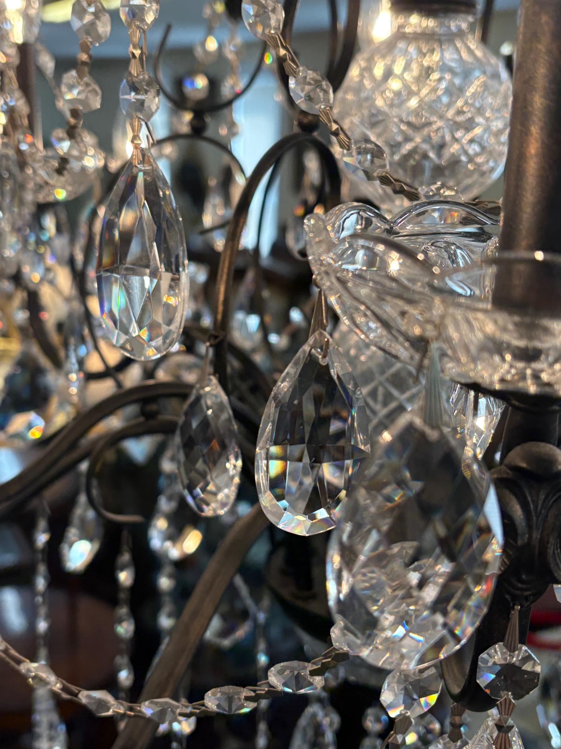 Schonbek 17124-76 Century 12 Light Black Frame Crystal Chandelier For Sale 4