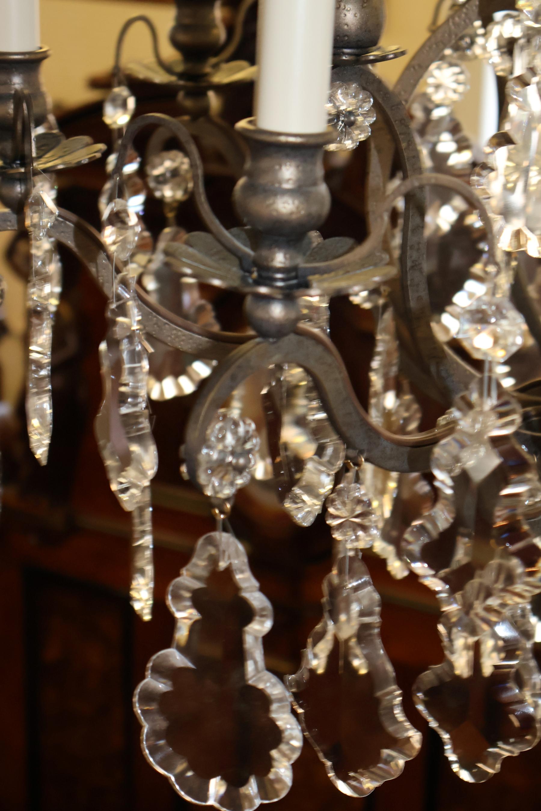 Schonbek 3571 Lampadario rinascimentale in stile Luigi XVI a 9 luci in cristallo d'argento in vendita 6