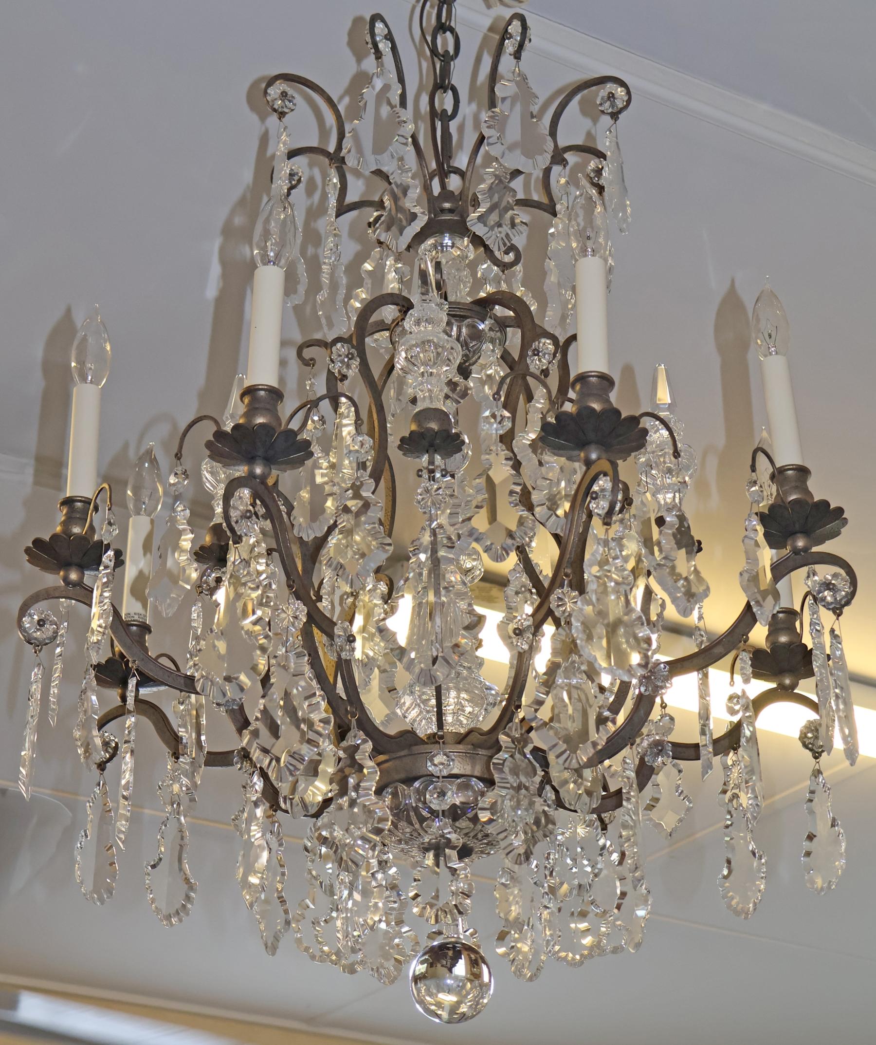 Schonbek 3571 Lampadario rinascimentale in stile Luigi XVI a 9 luci in cristallo d'argento in vendita 11