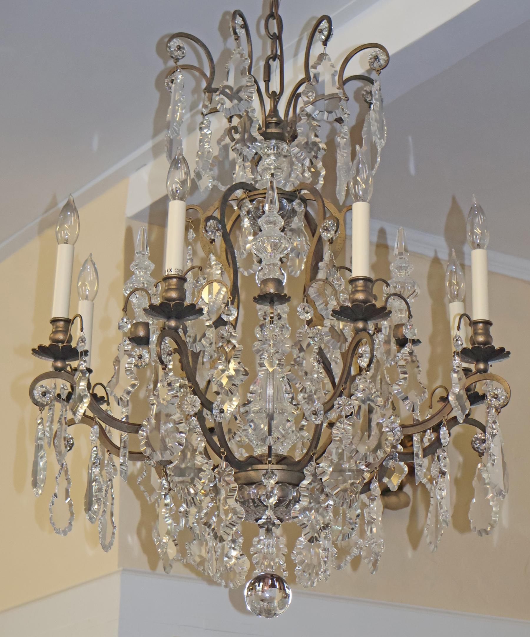 Schonbek 3571 Lampadario rinascimentale in stile Luigi XVI a 9 luci in cristallo d'argento in vendita 14