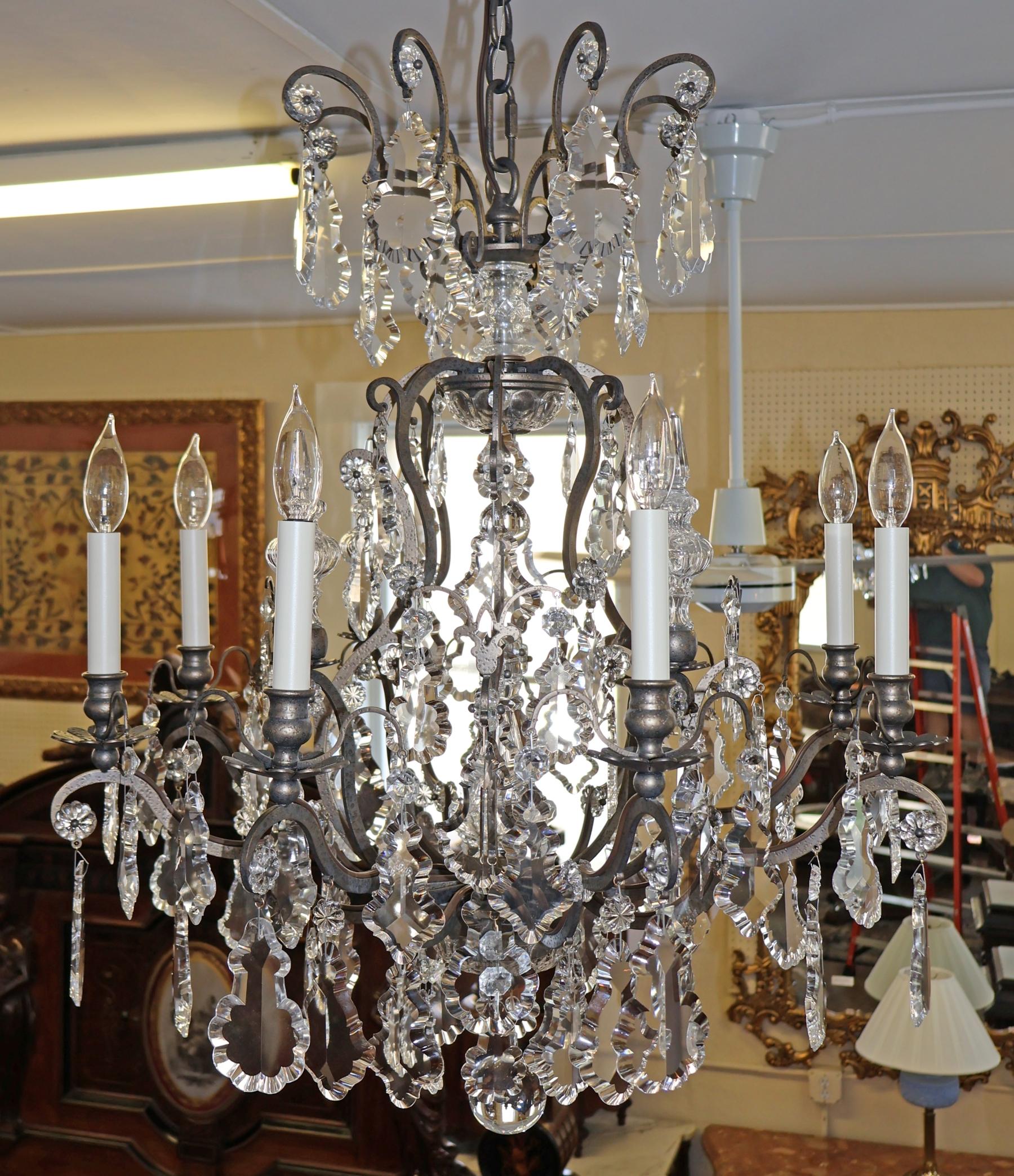 Schonbek 3571 Lampadario rinascimentale in stile Luigi XVI a 9 luci in cristallo d'argento in vendita 3