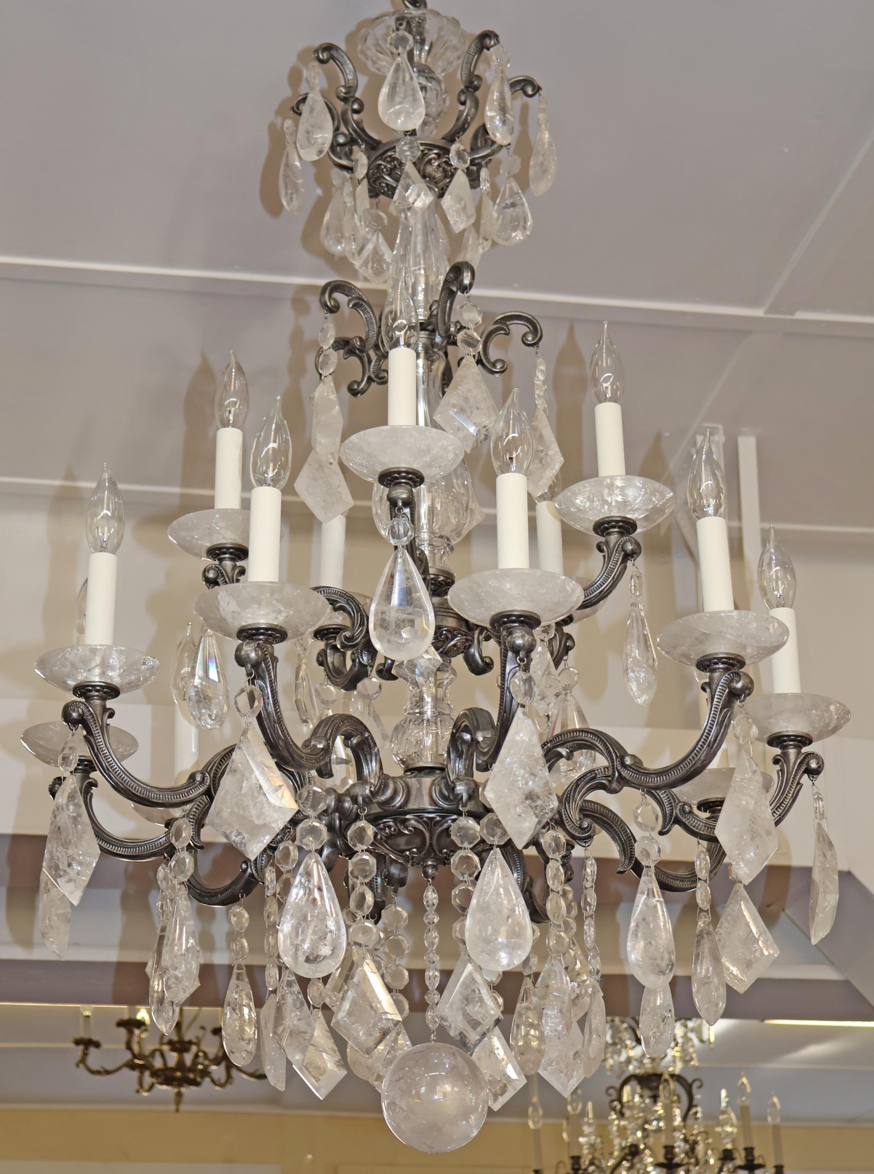 Schonbek 5410 Silver La Scala 15 Light Rock Crystal Chandelier 40 X 28 X 28 en vente 3
