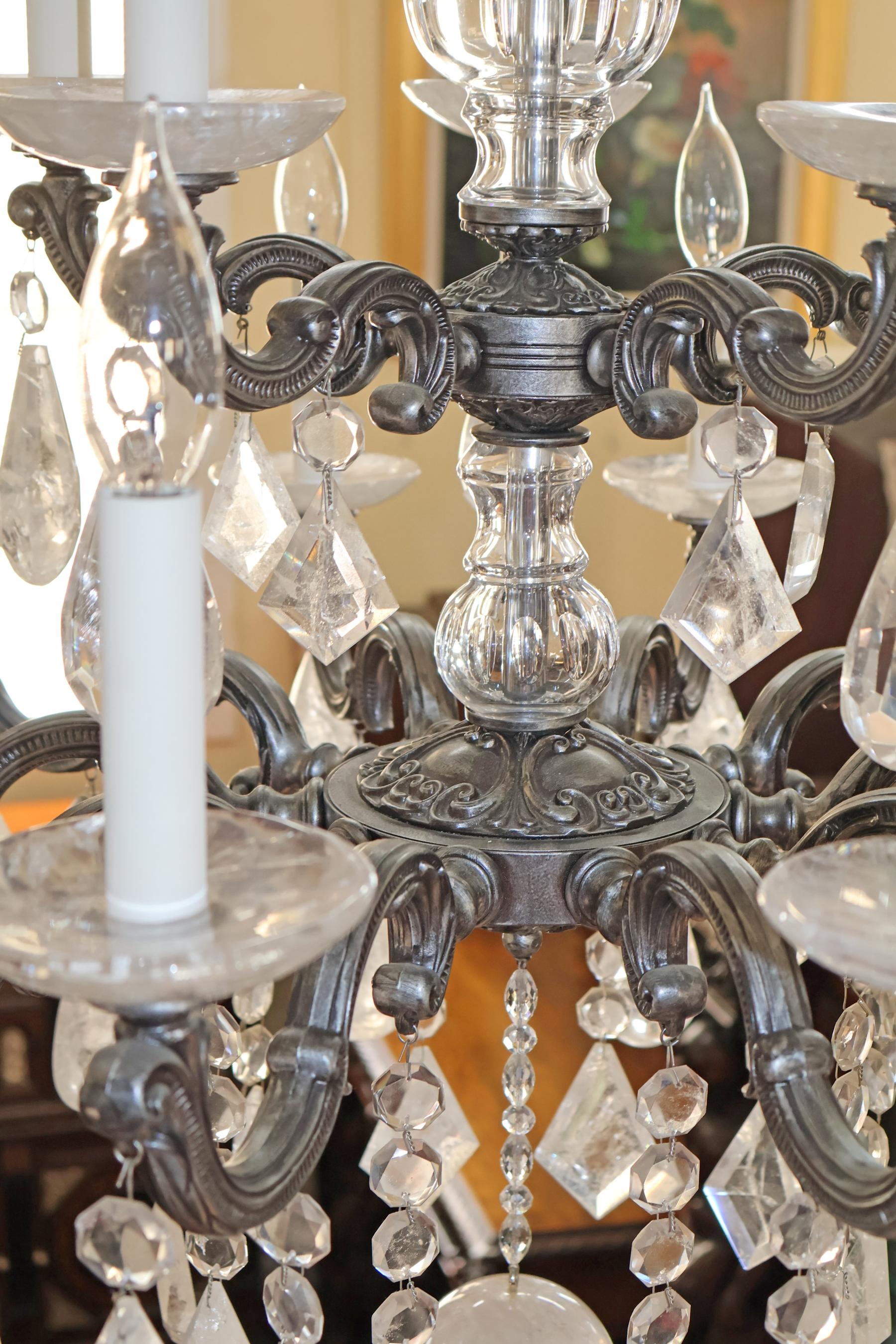 Schonbek 5410 Silver La Scala 15 Light Rock Crystal Chandelier 40 X 28 X 28 en vente 6