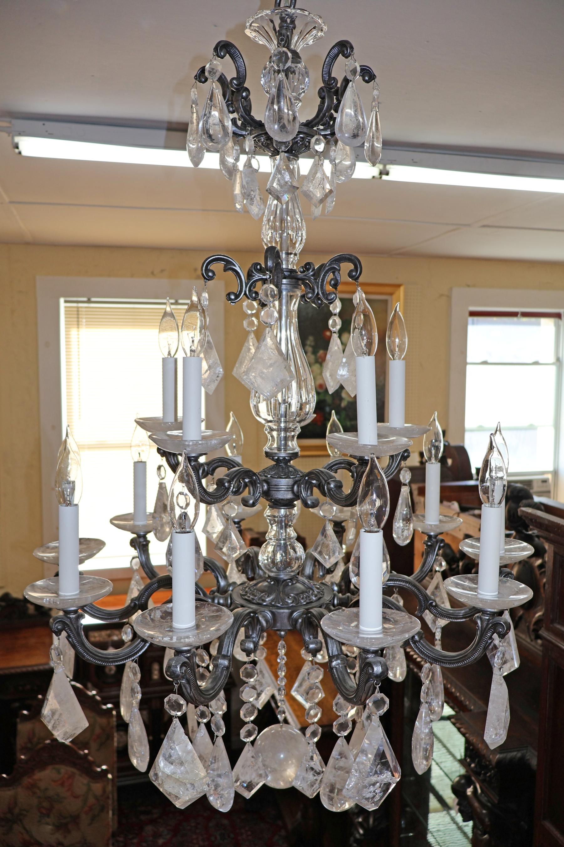 Schonbek 5410 Silver La Scala 15 Light Rock Crystal Chandelier 40 X 28 X 28 en vente 8
