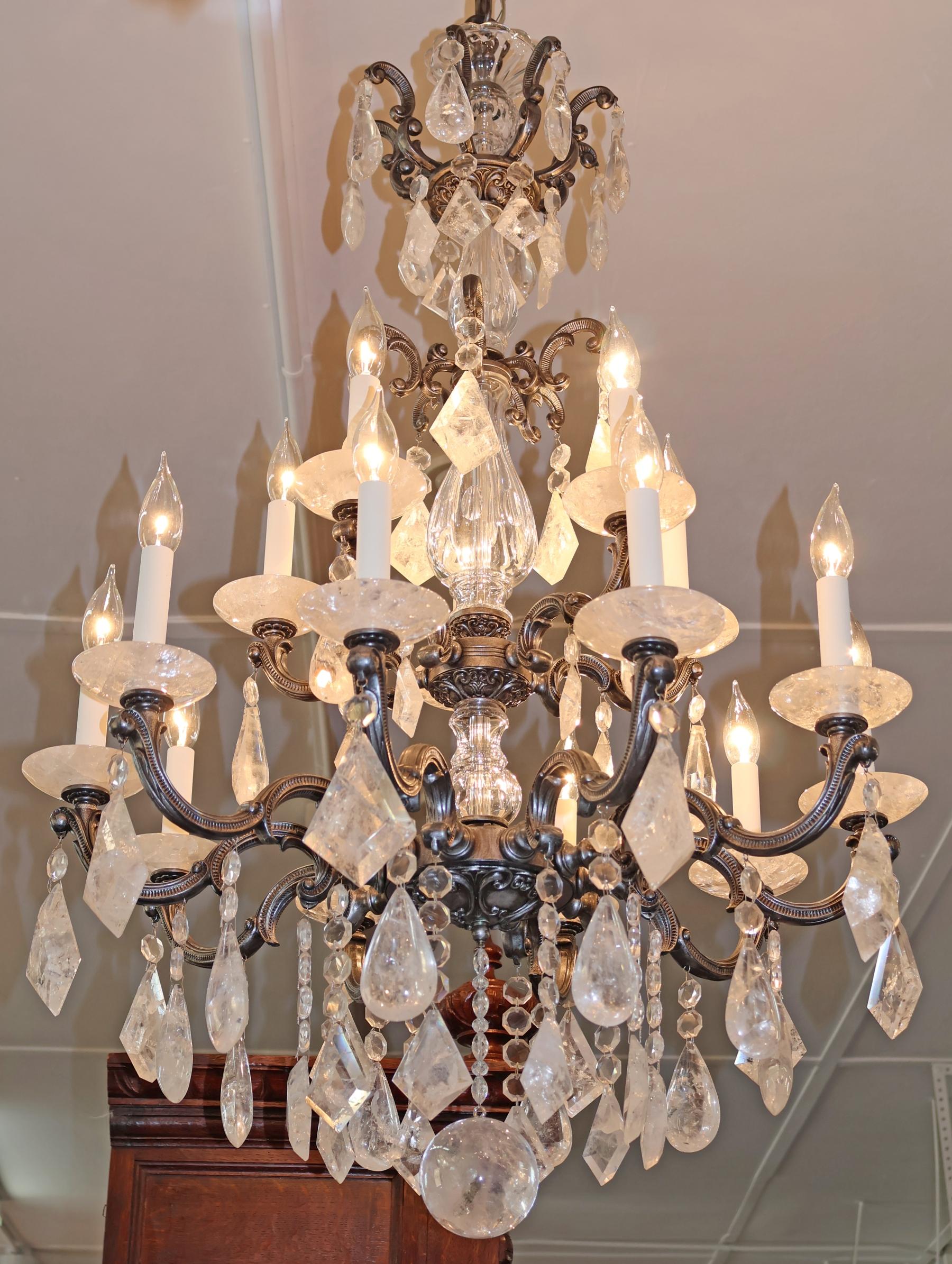 Américain Schonbek 5410 Silver La Scala 15 Light Rock Crystal Chandelier 40 X 28 X 28 en vente