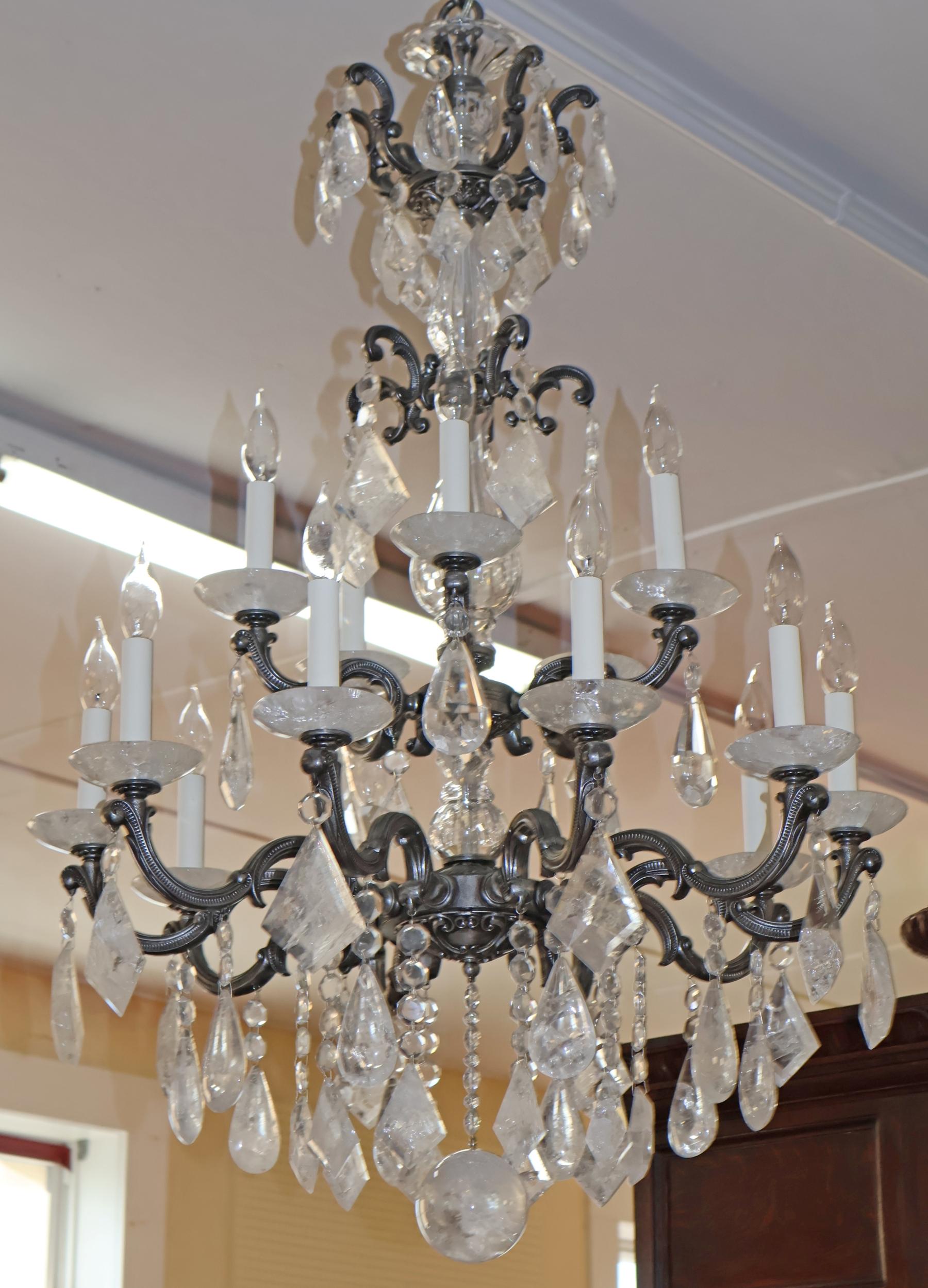 Métal Schonbek 5410 Silver La Scala 15 Light Rock Crystal Chandelier 40 X 28 X 28 en vente