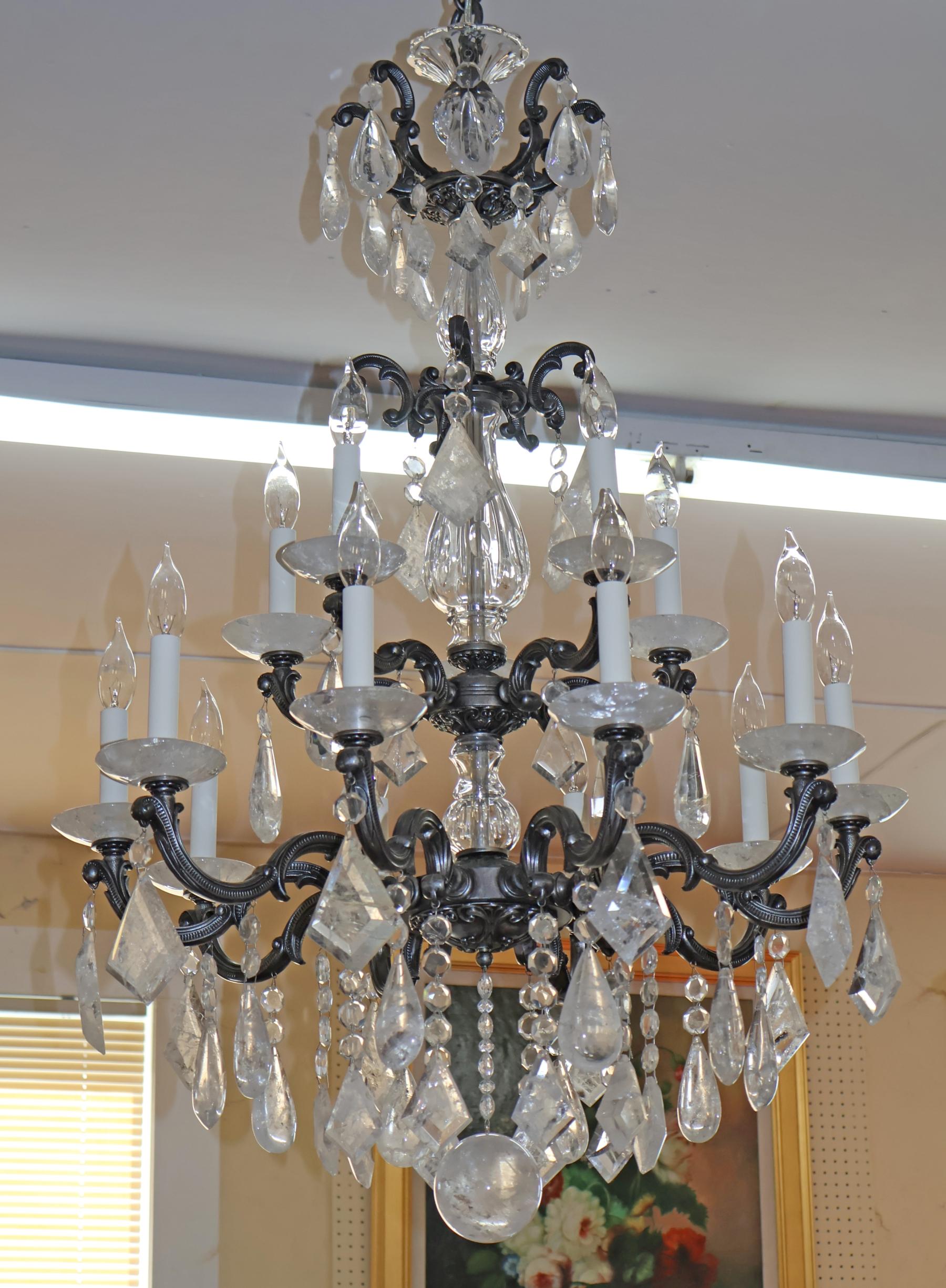 Schonbek 5410 Silver La Scala 15 Light Rock Crystal Chandelier 40 X 28 X 28 en vente 1