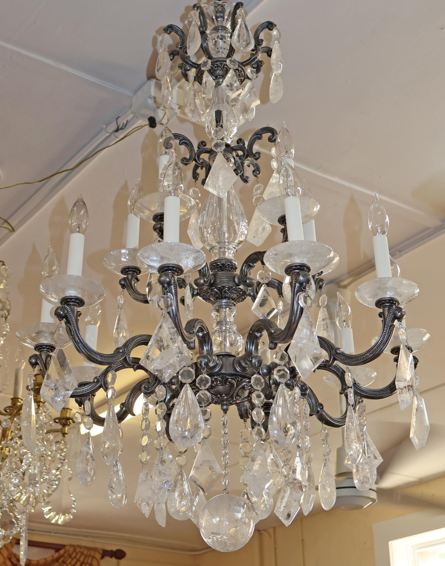 Schonbek 5410 Silver La Scala 15 Light Rock Crystal Chandelier 40 X 28 X 28 en vente 2