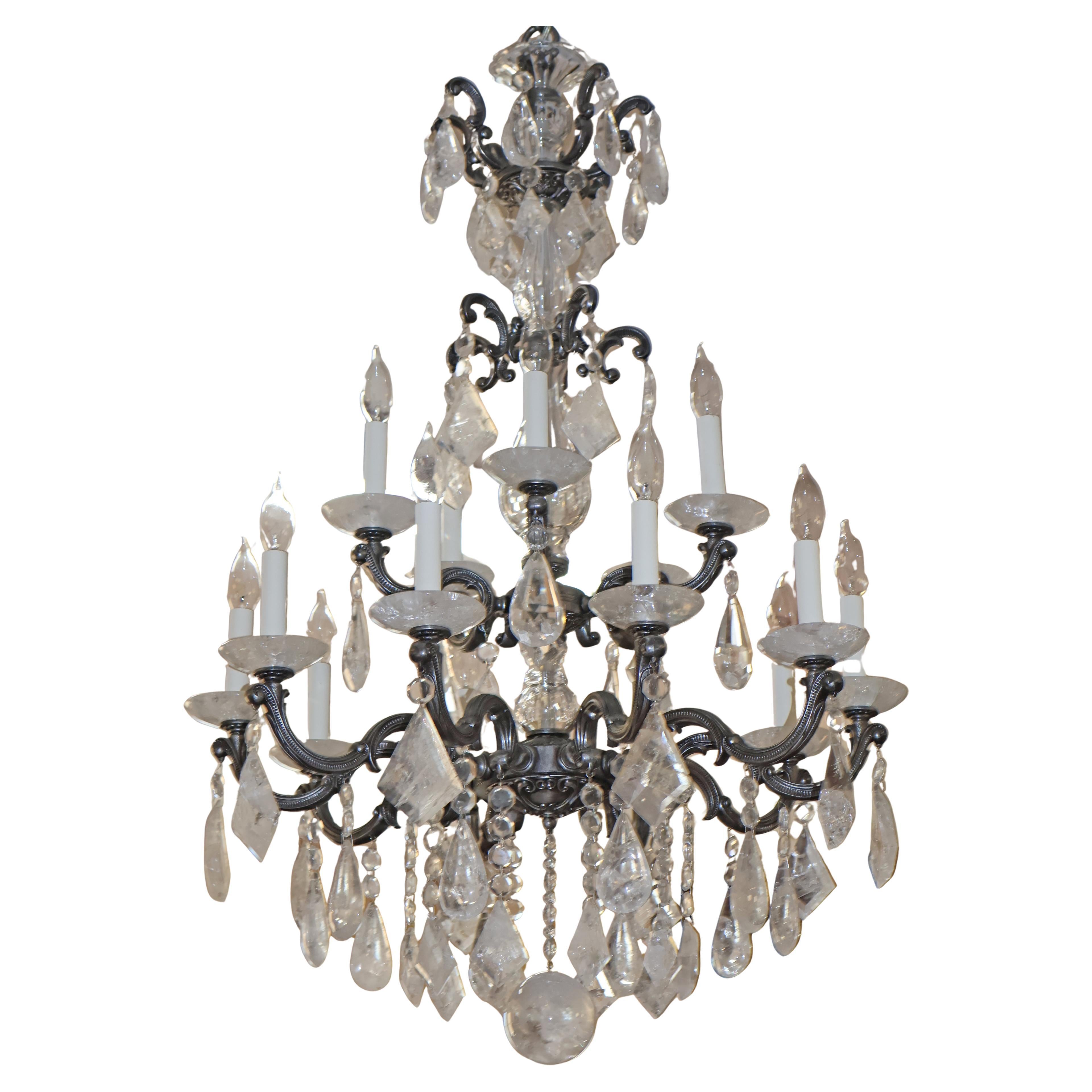Schonbek 5410 Silver La Scala 15 Light Rock Crystal Chandelier 40 X 28 X 28