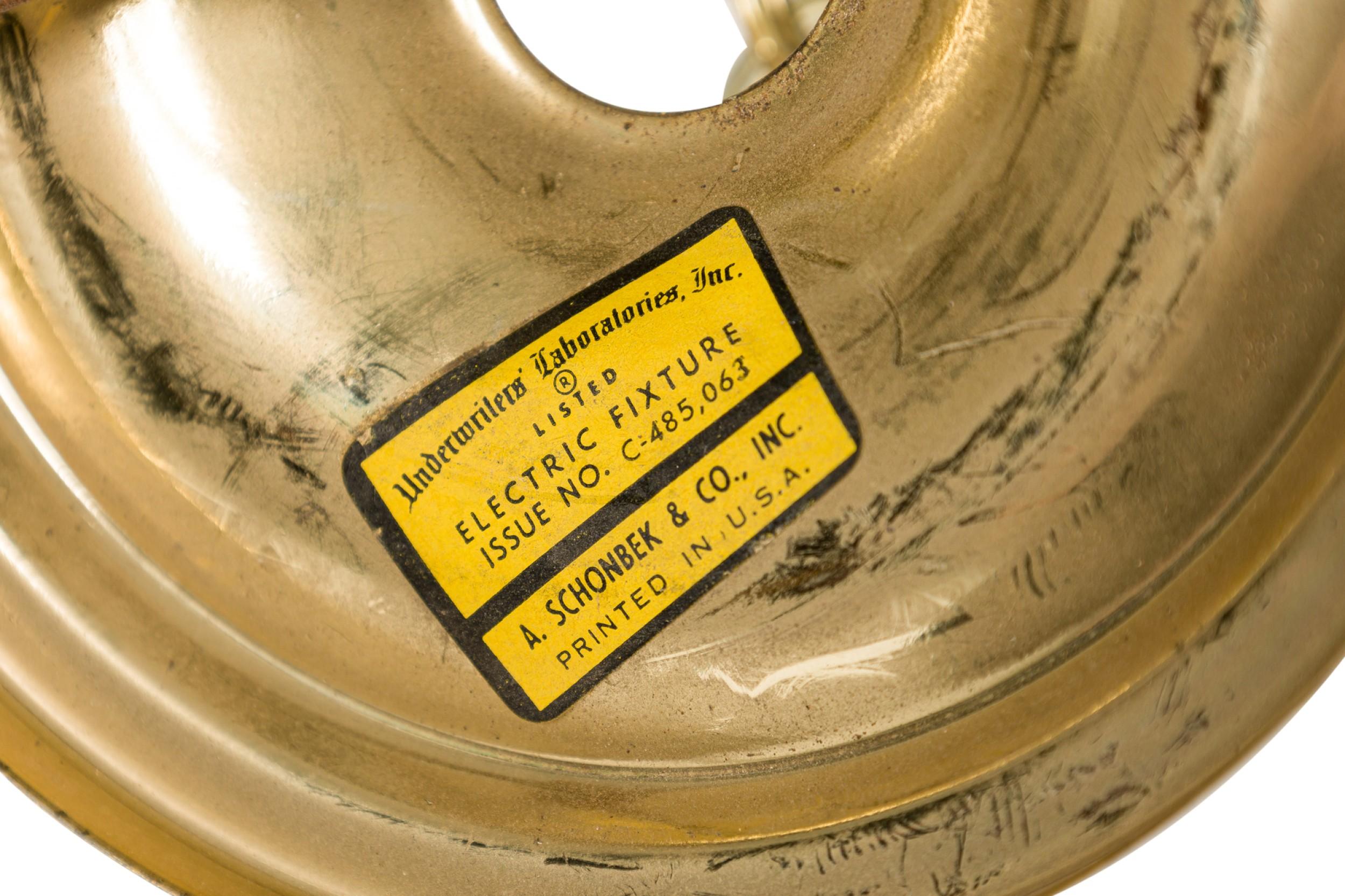 Schonbek & CO. Lustre à 6 branches en laiton et cristal du milieu du siècle dernier en vente 4