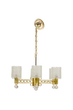 Schonbek & CO. Lustre à 6 branches en laiton et cristal du milieu du siècle dernier