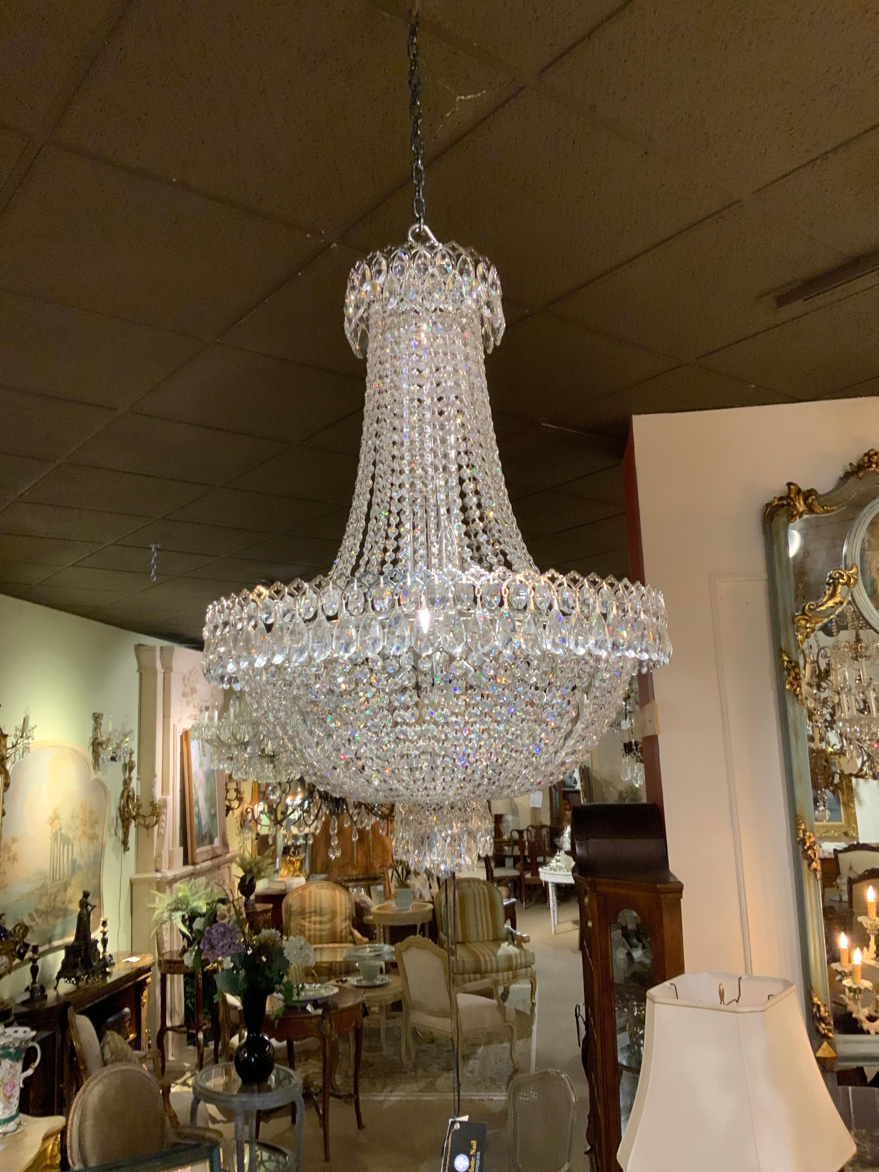 Austrian Schonbek Crystal Chandelier with Fourteen Lights For Sale