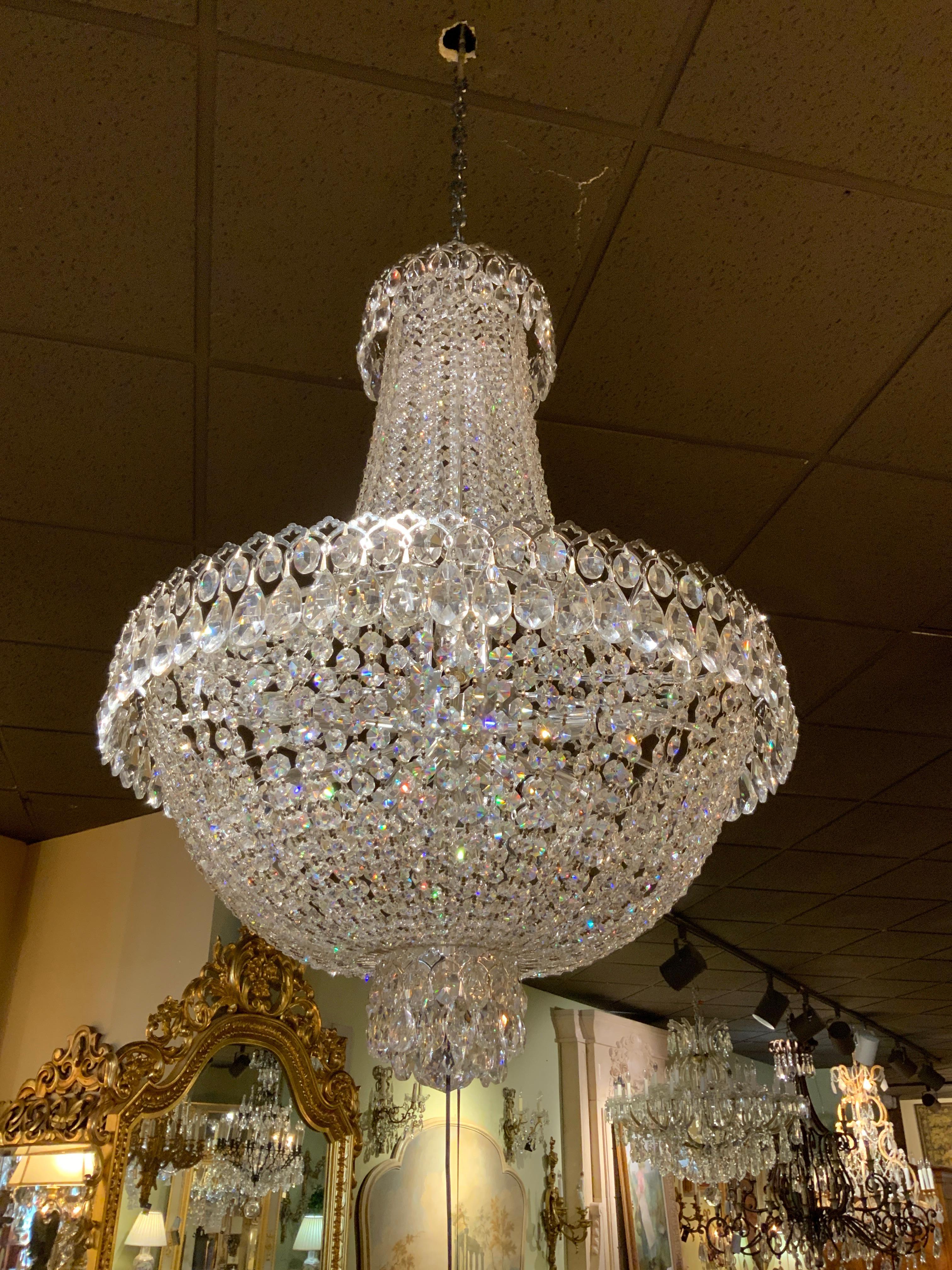 Schonbek Crystal Chandelier with Fourteen Lights In Good Condition In Houston, TX