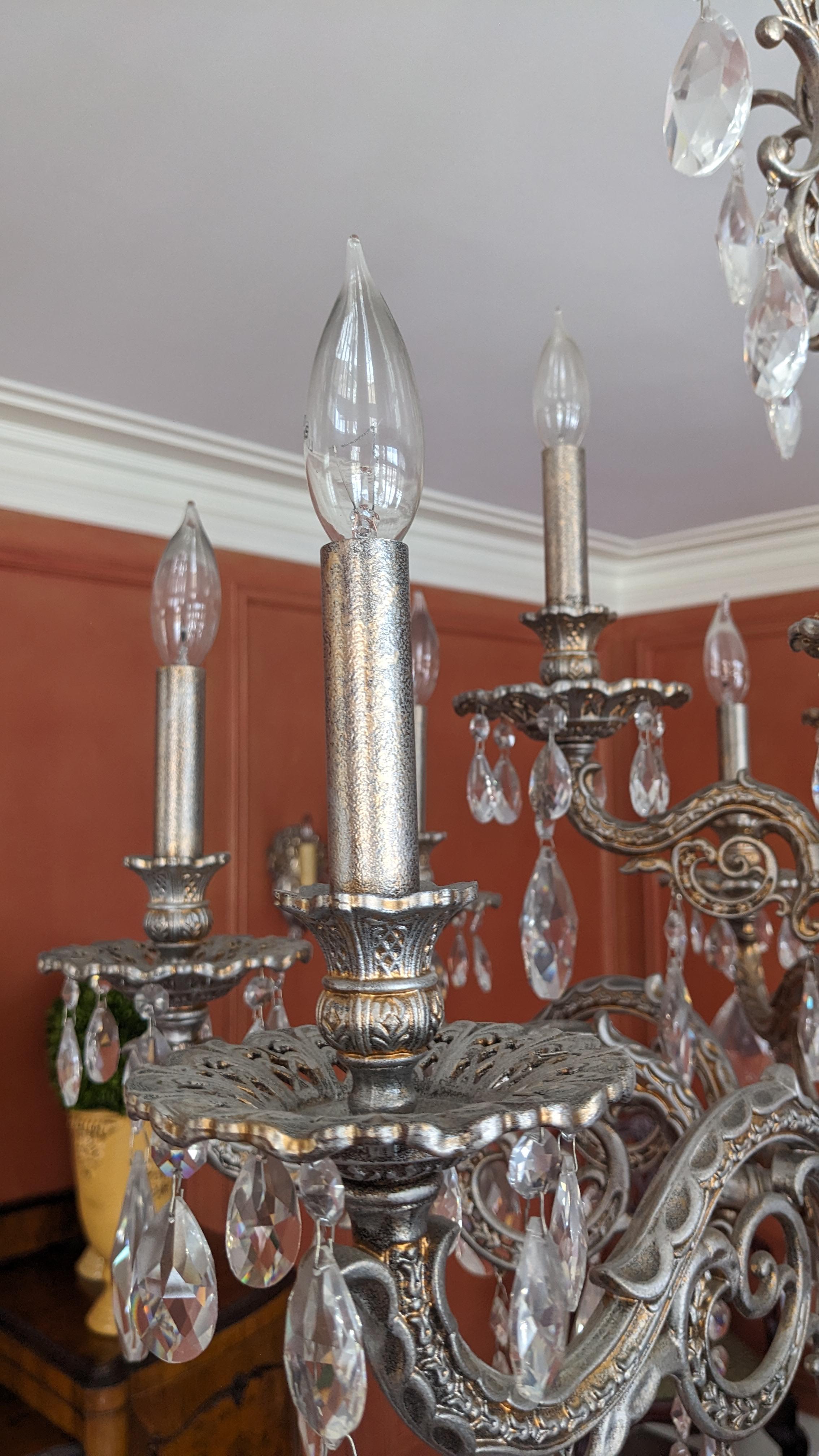 Schonbek Milano 12 luci lampadario da soffitto in argento antico Heritage 32 in vendita 7