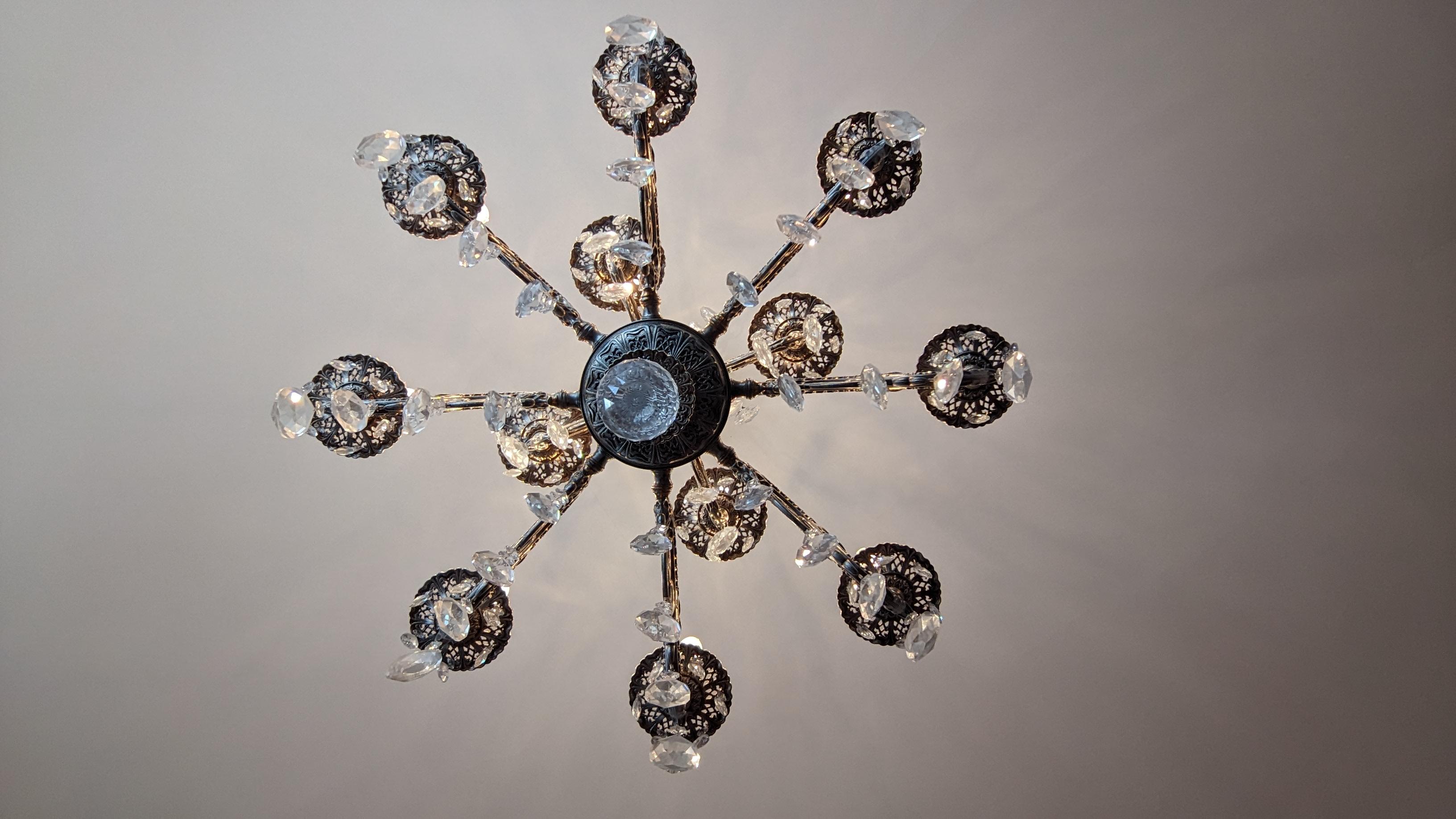 Schonbek Milano 12 luci lampadario da soffitto in argento antico Heritage 32 in vendita 11